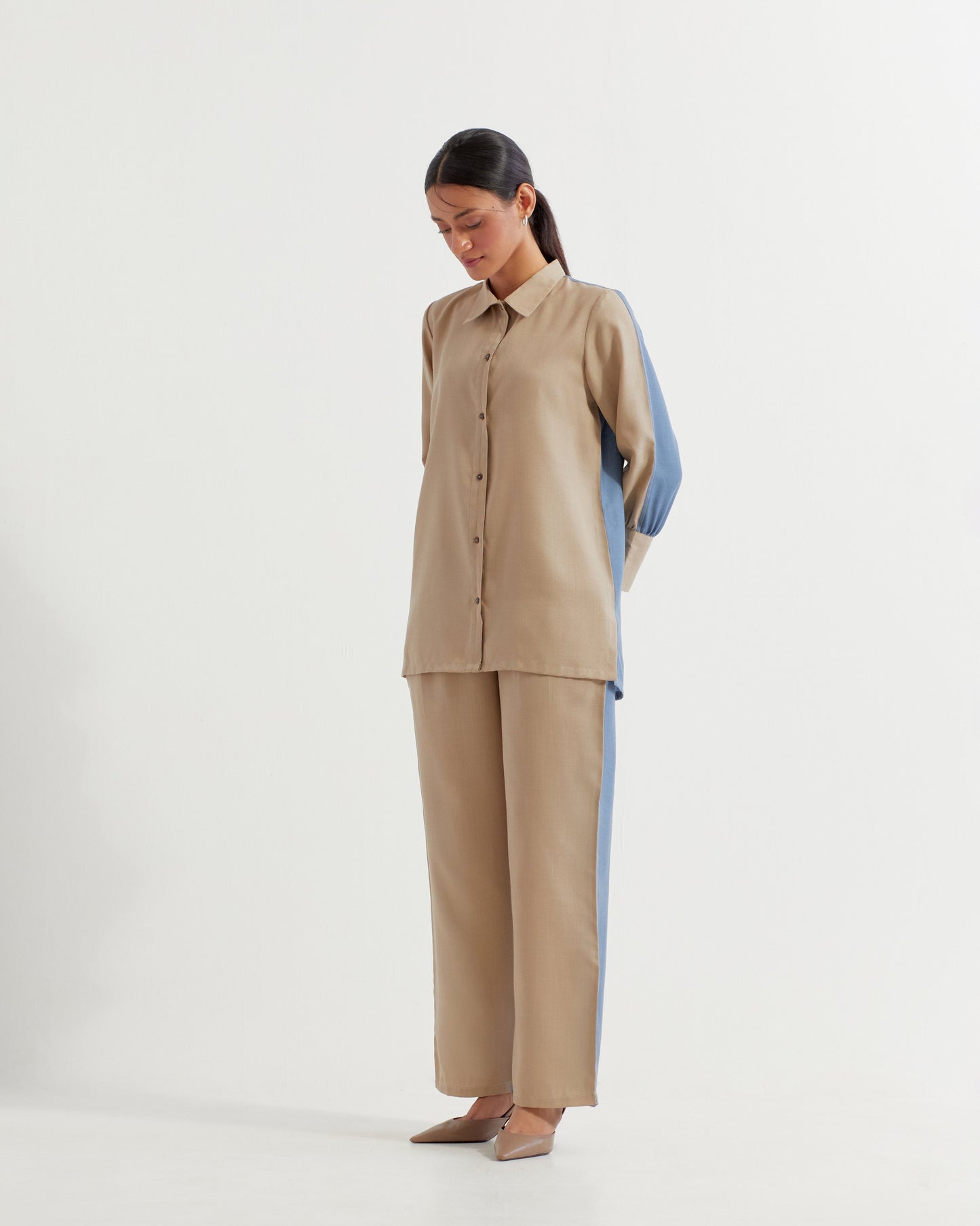 Beige/Blue Caroline Co-ord Set (Set of 2)