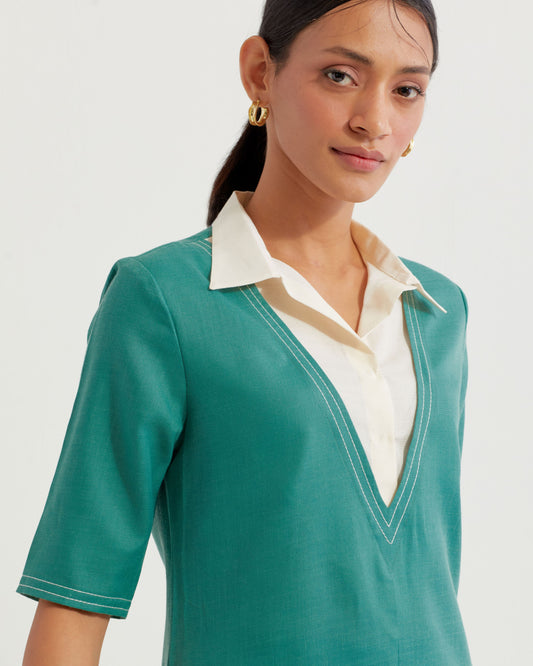 Green Collared Co-ord Set (Set of 2)