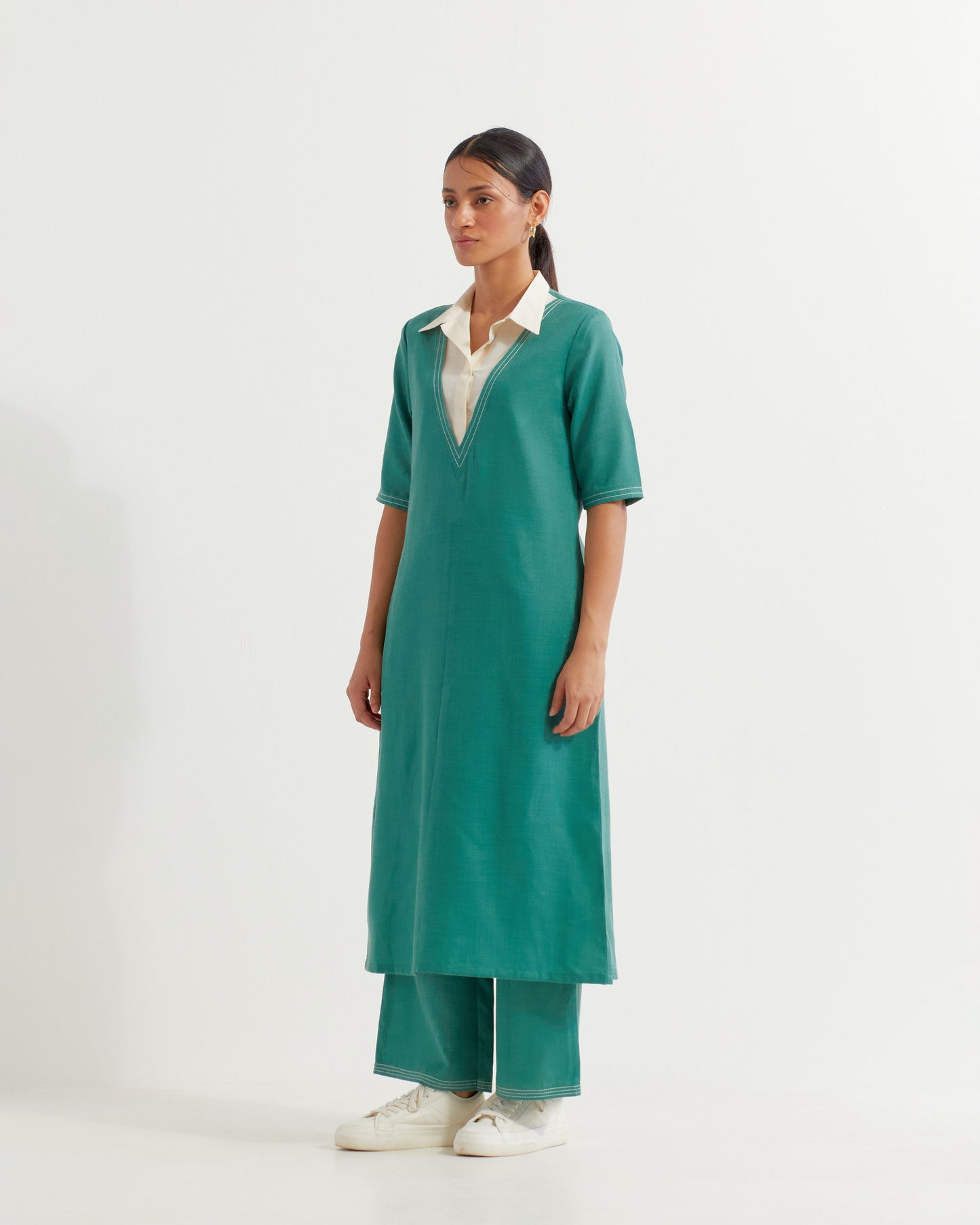 Green Collared Co-ord Set (Set of 2)