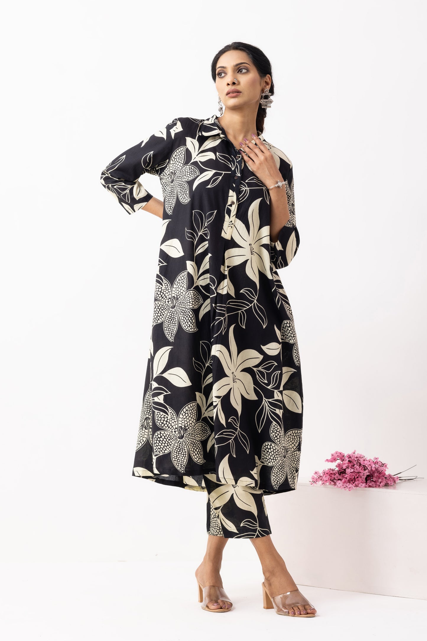 Black Block Printed Victoria Kurta Set (Set of 2)