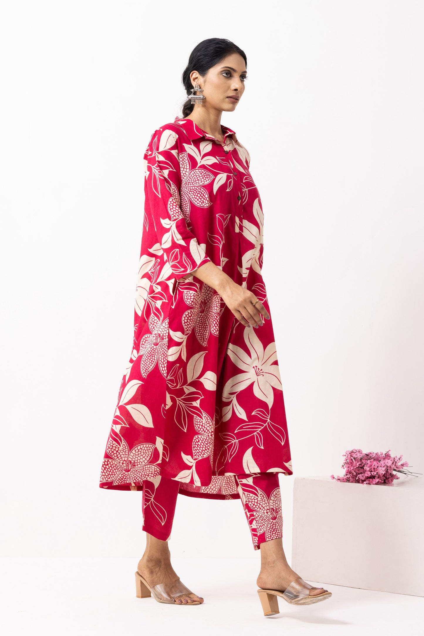 Crimson Red Block Printed Victoria Kurta Set (Set of 2)