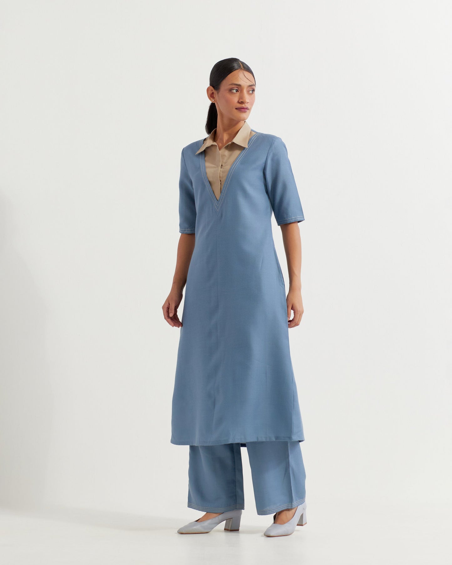 Blue Collared Co-ord Set (Set of 2)
