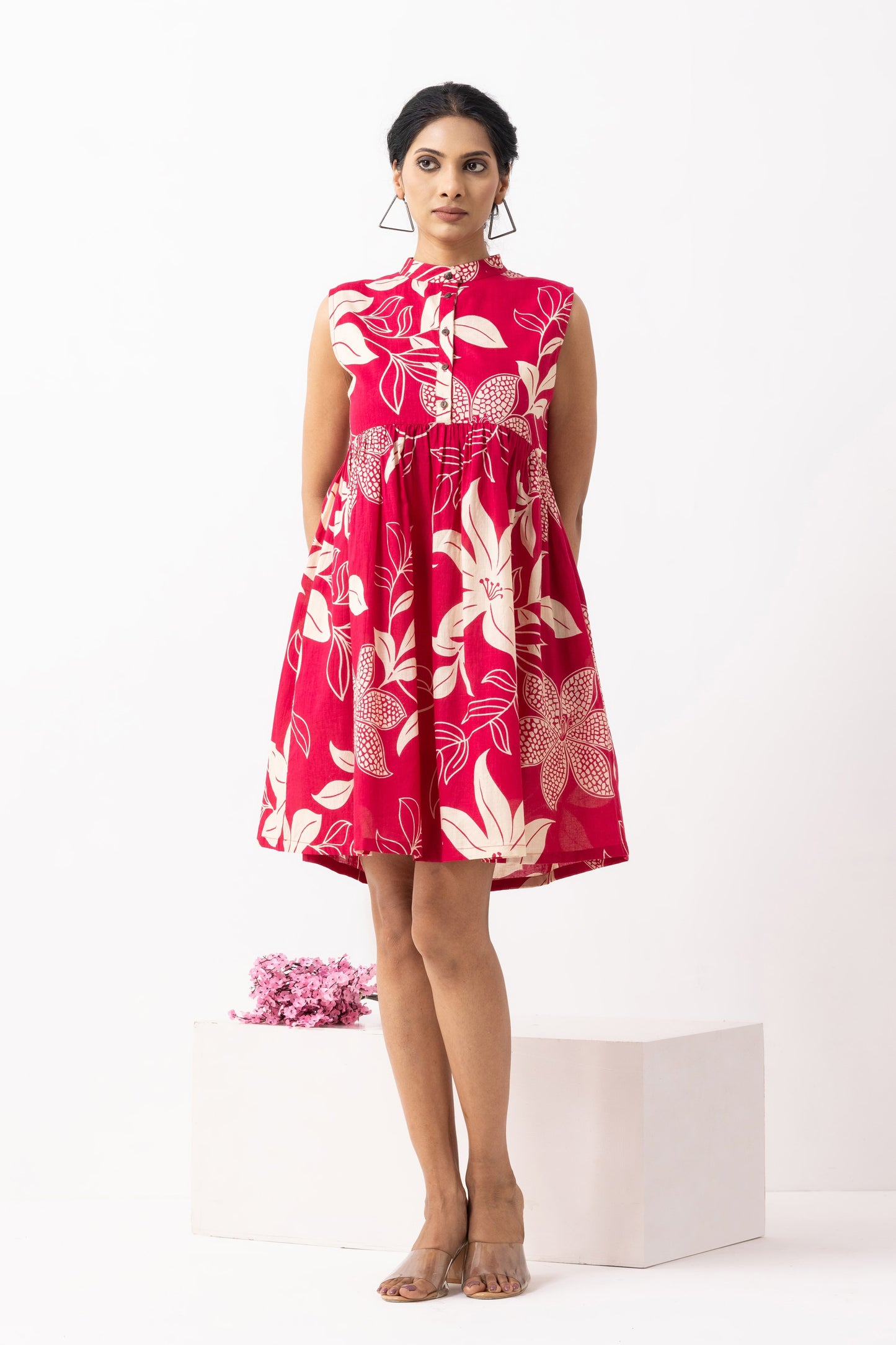 Crimson Red Block Printed Amore Dress