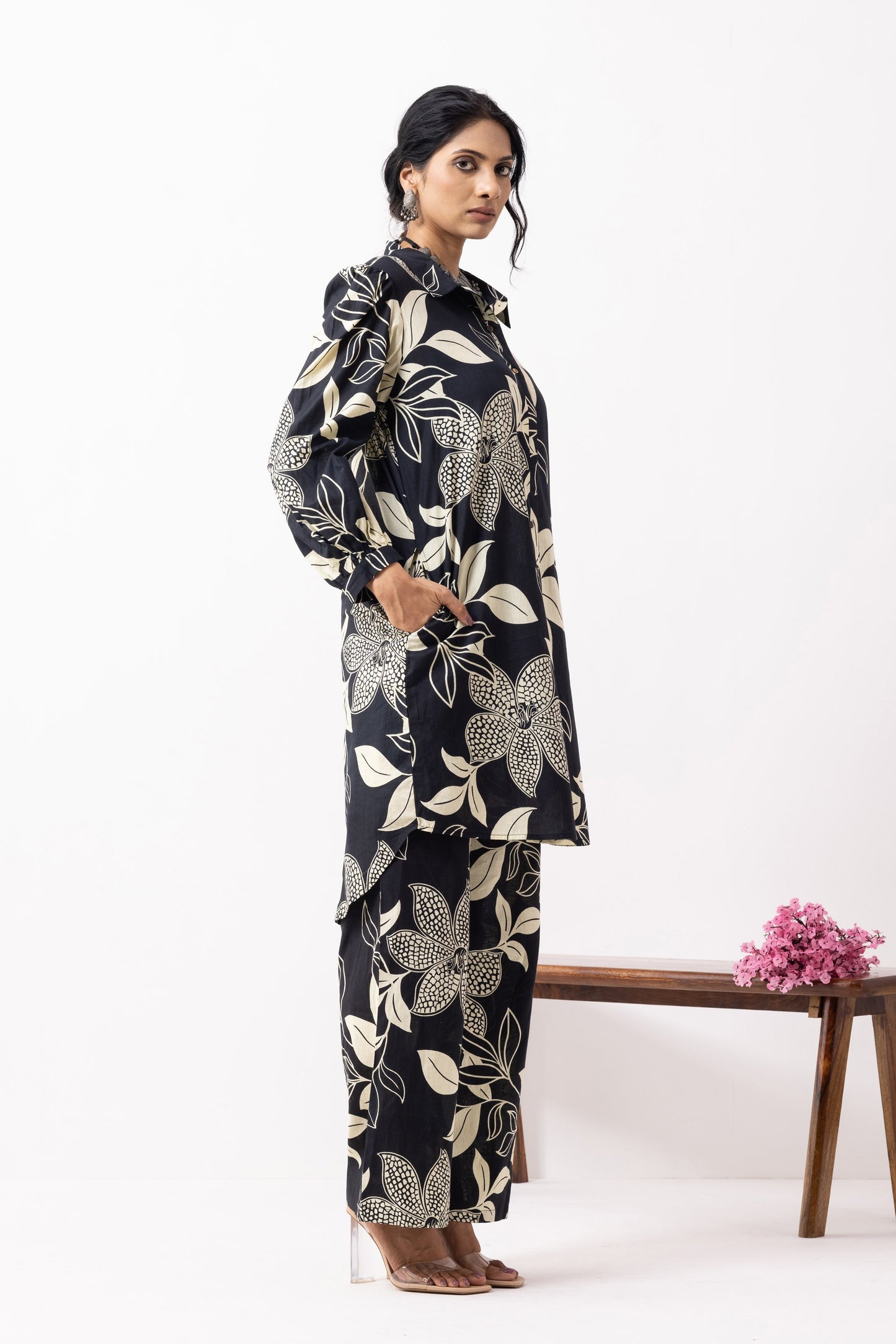 Black Block Printed Caryl Co-ord Set (Set of 2)