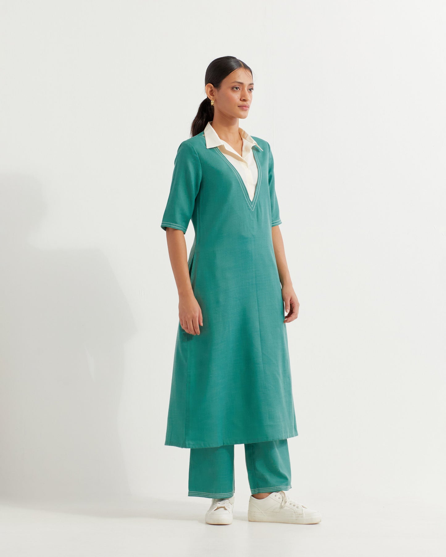 Green Collared Co-ord Set (Set of 2)