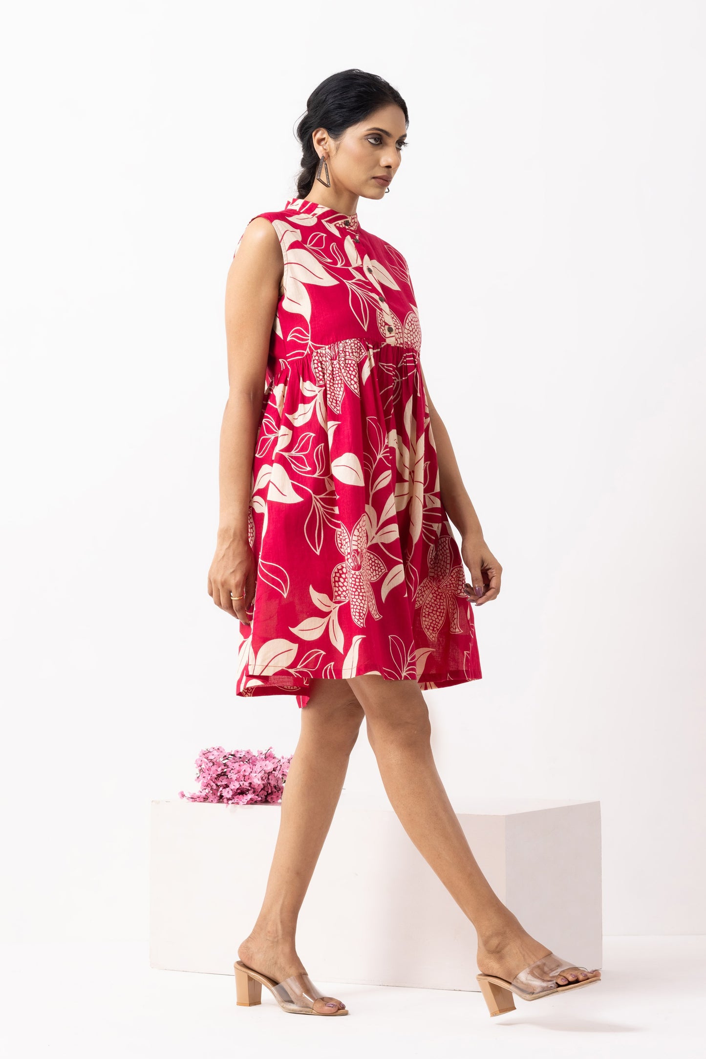 Crimson Red Block Printed Amore Dress