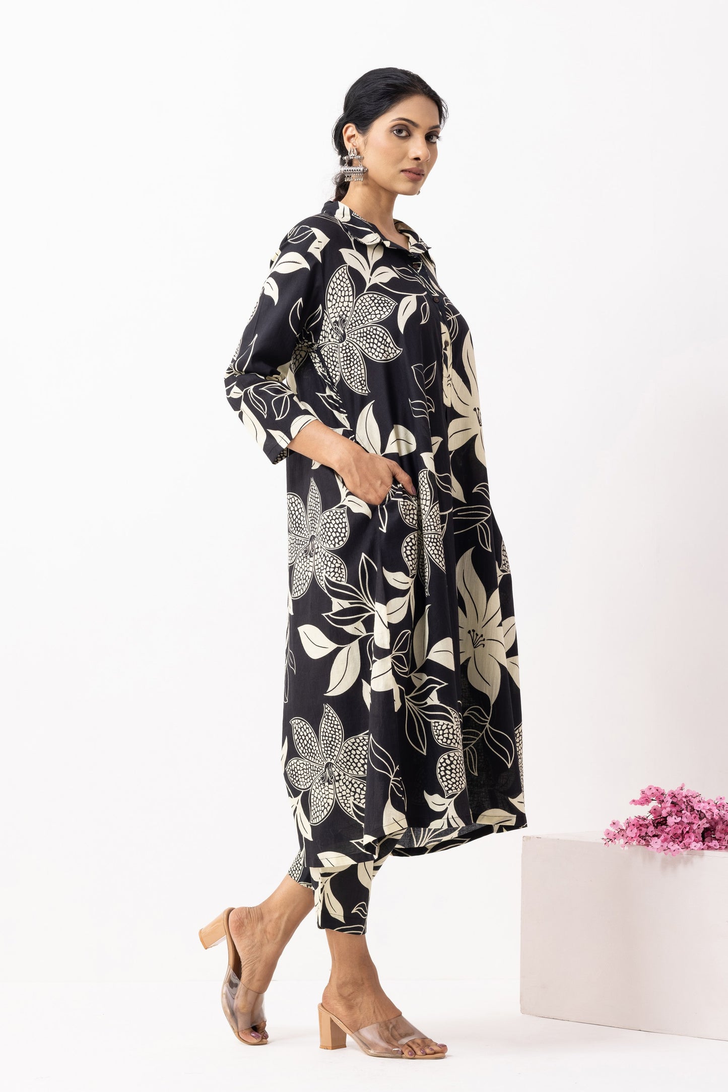 Black Block Printed Victoria Kurta Set (Set of 2)