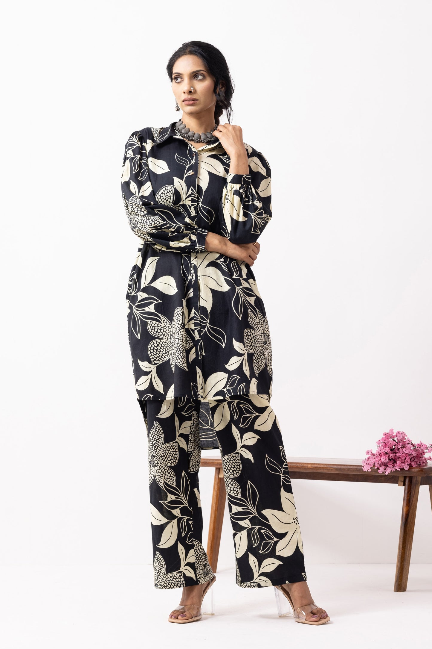 Black Block Printed Caryl Co-ord Set (Set of 2)
