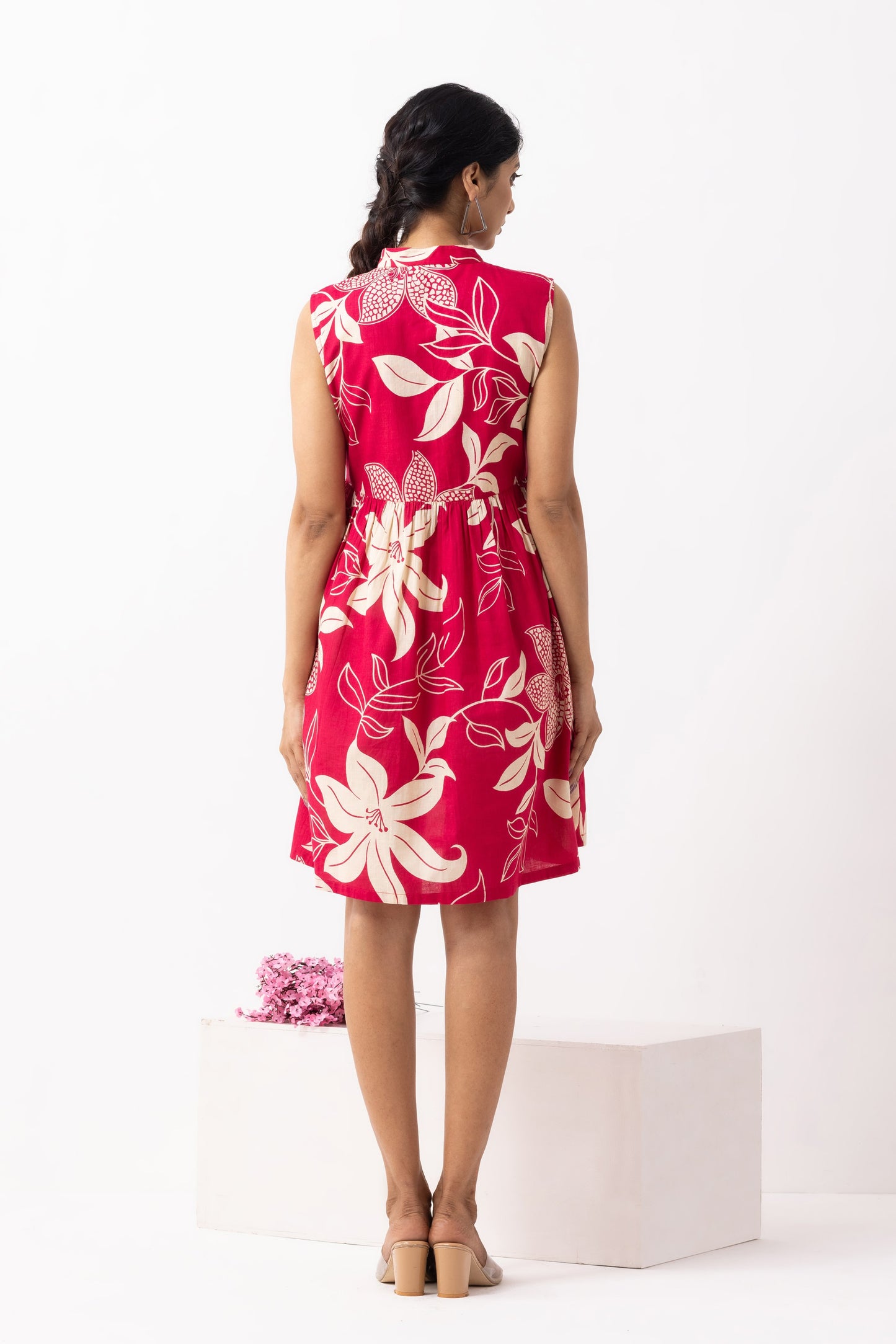 Crimson Red Block Printed Amore Dress