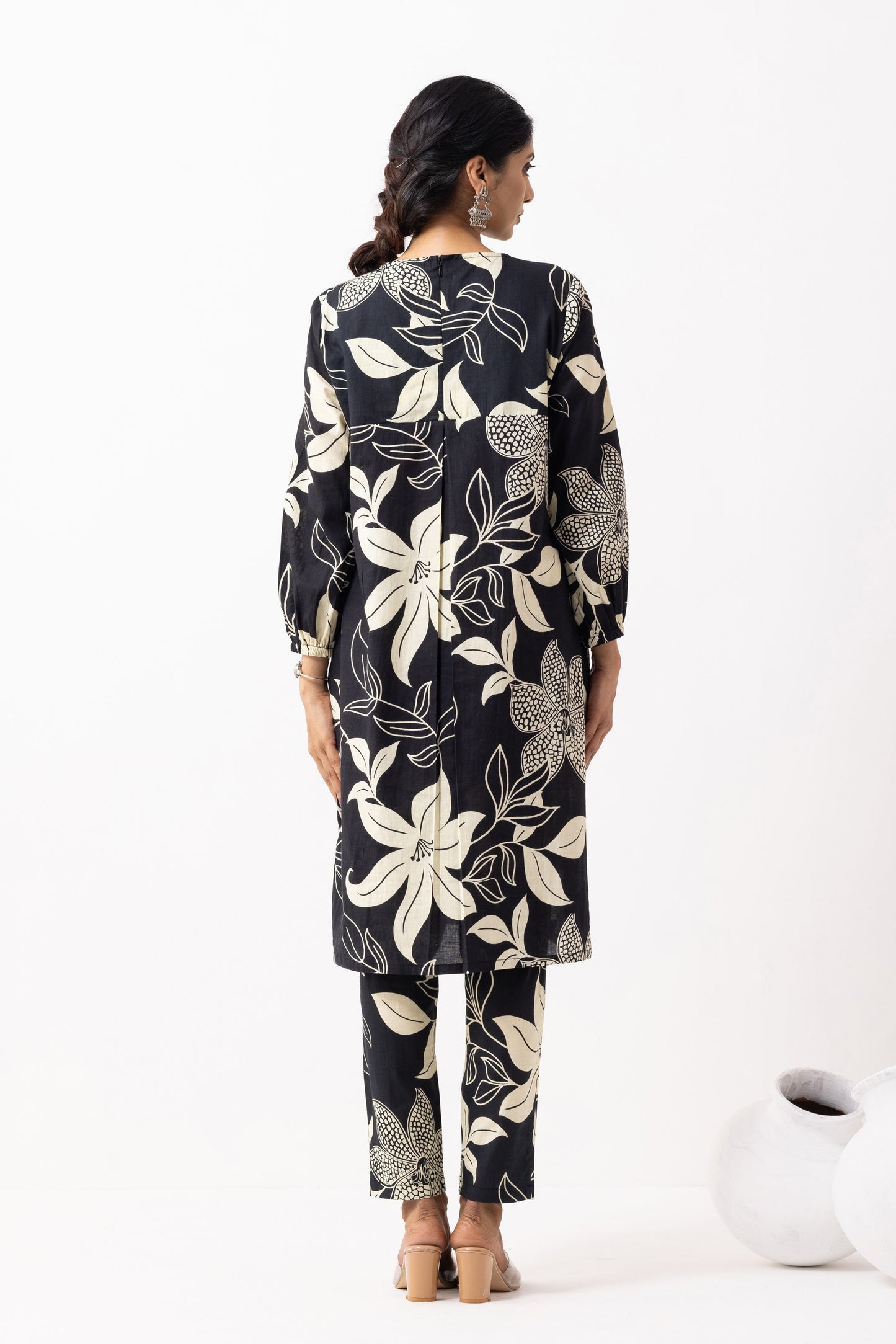 Black Block Printed Maya Kurta Set (Set of 2)