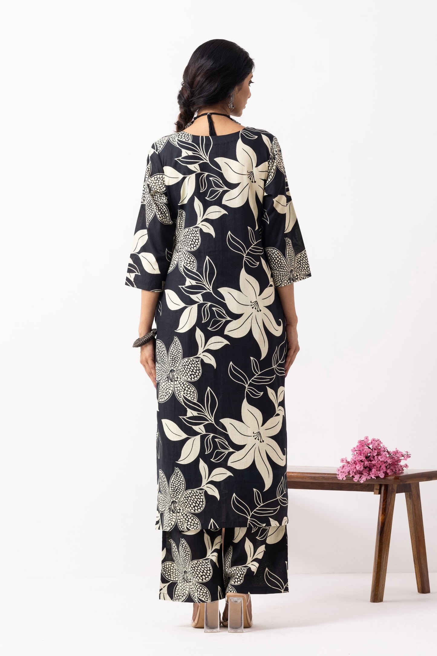 Black Block Printed Mira Kurta Set (Set of 2)