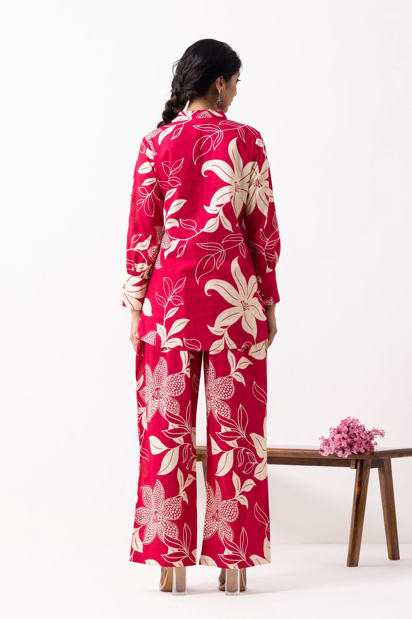Crimson Red Block Printed Caroline Co-ord Set (Set of 2)