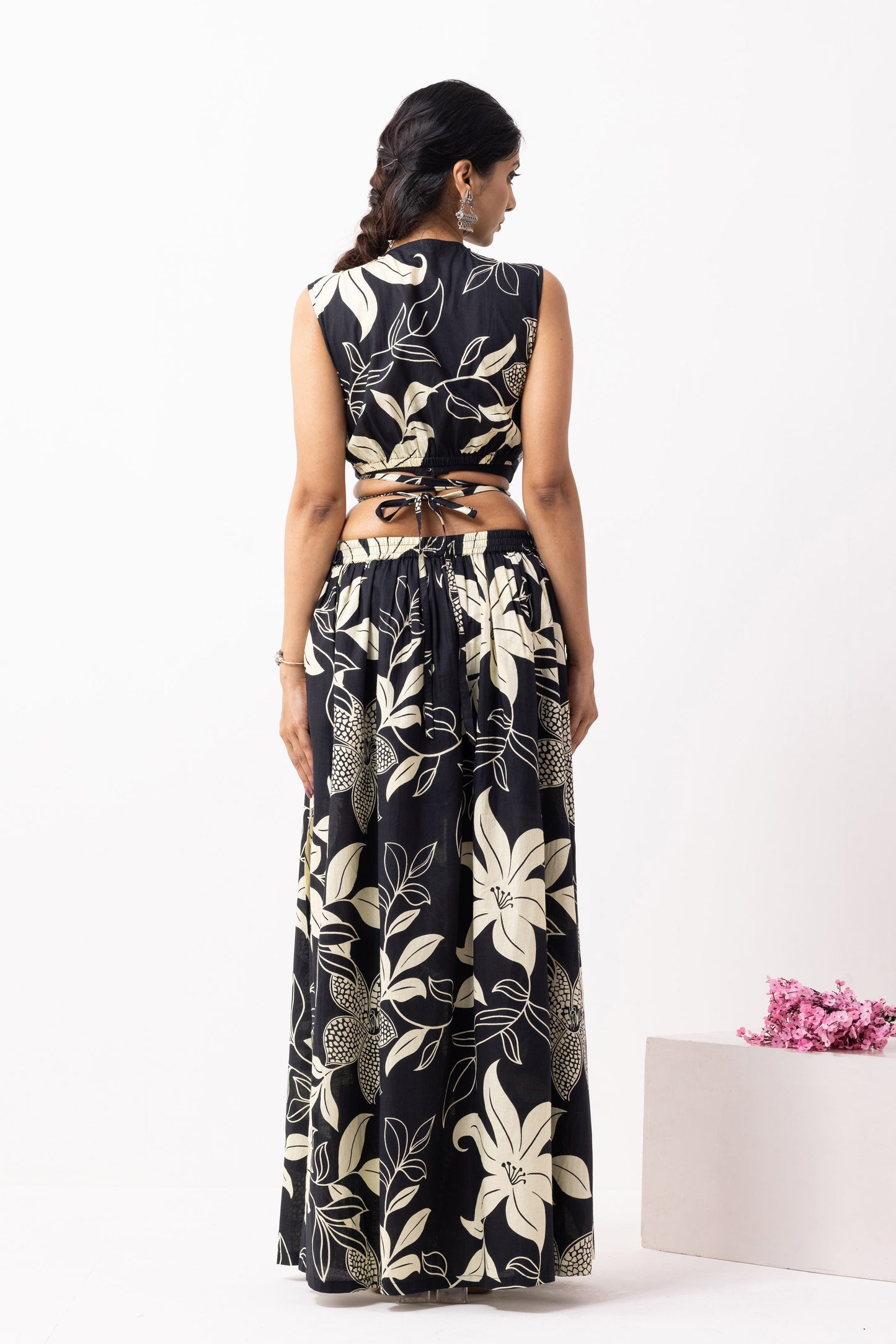 Black Block Printed Bonita Co-ord Set (Set of 2)
