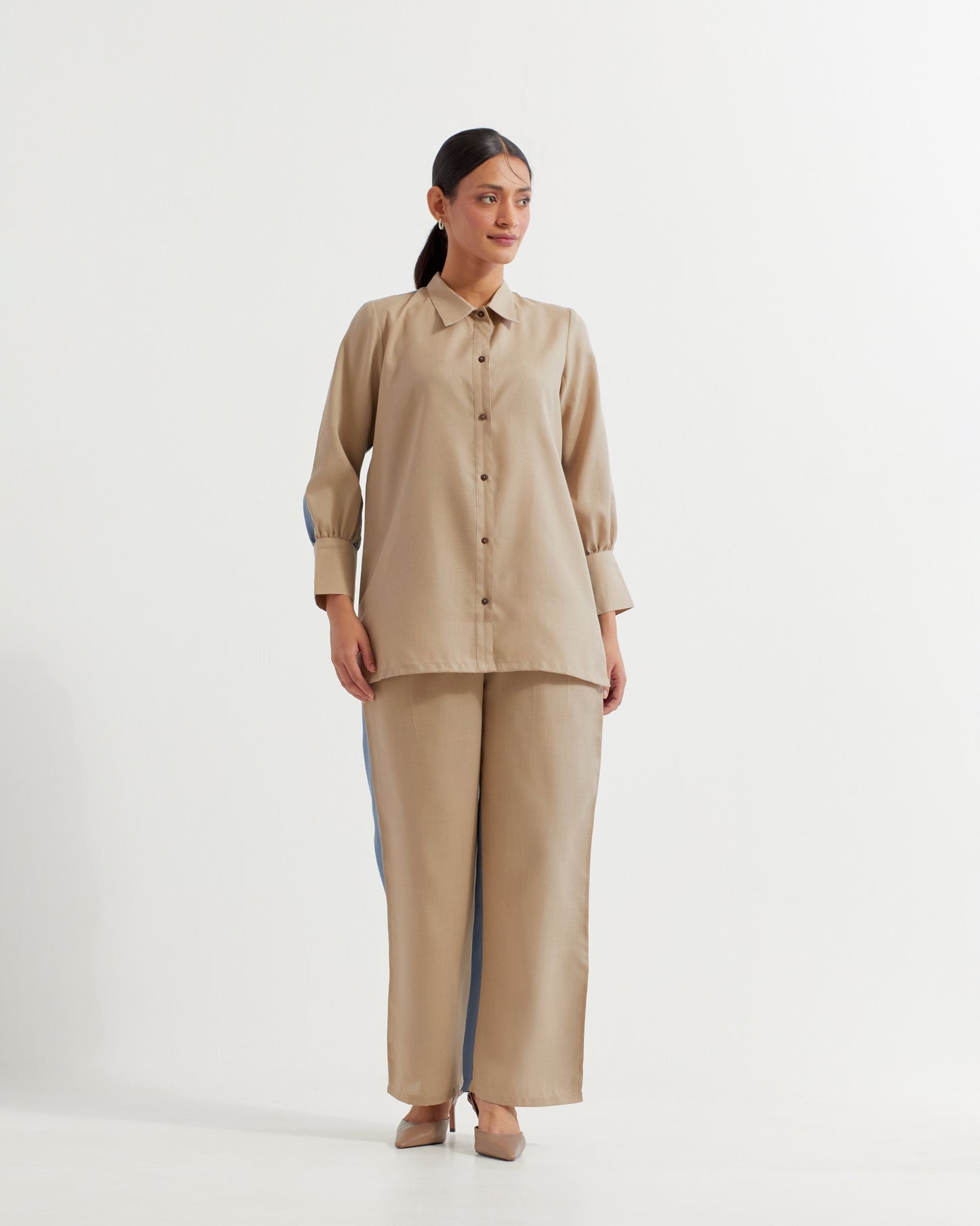 Beige/Blue Caroline Co-ord Set (Set of 2)