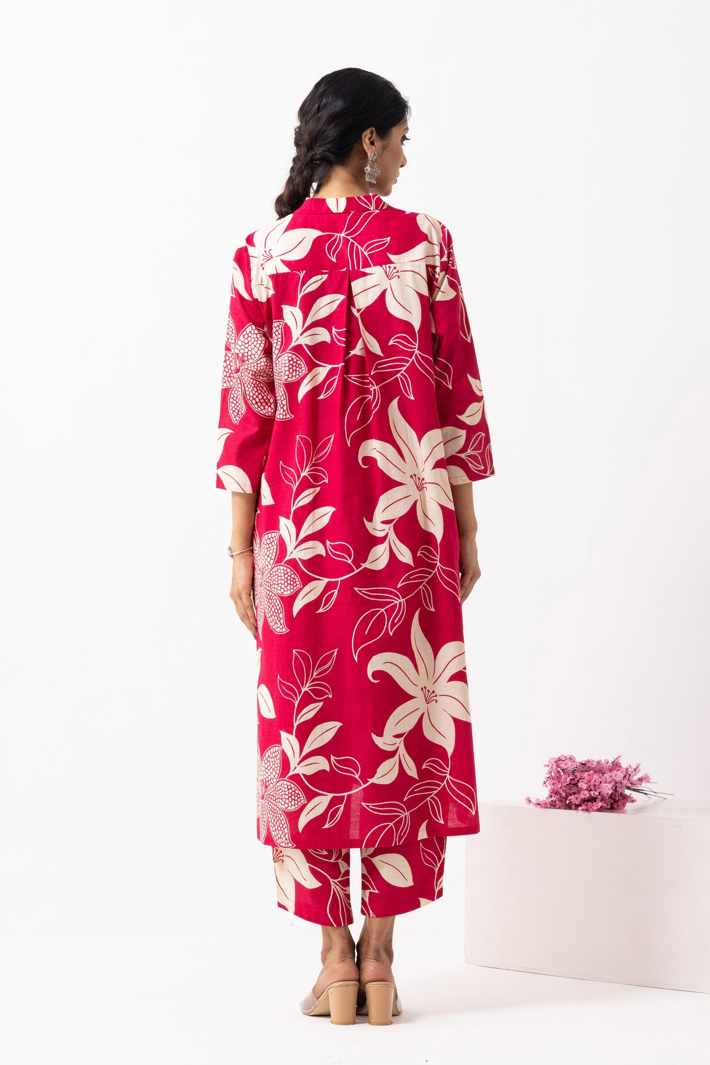 Crimson Red Block Printed Victoria Kurta Set (Set of 2)