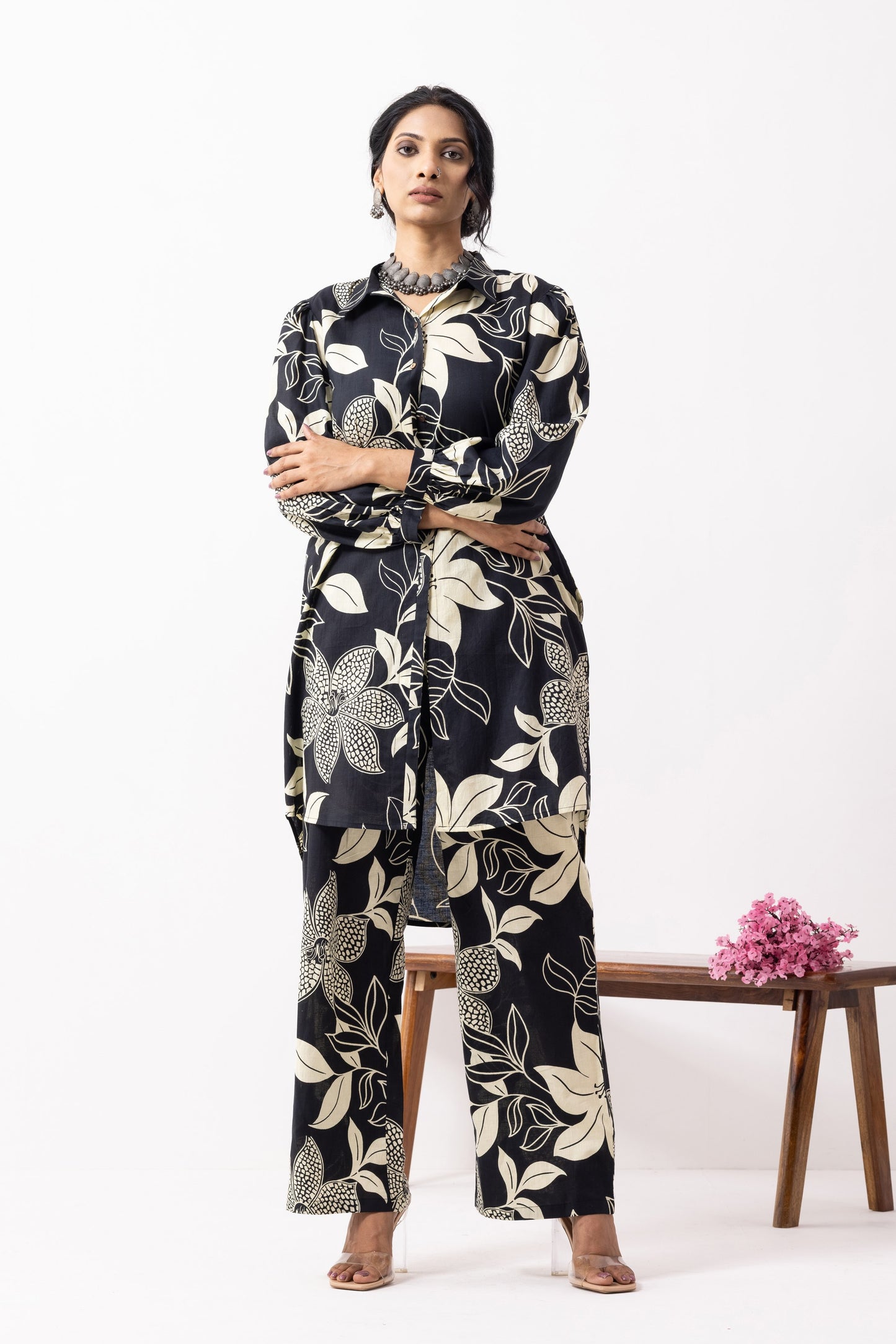 Black Block Printed Caryl Co-ord Set (Set of 2)