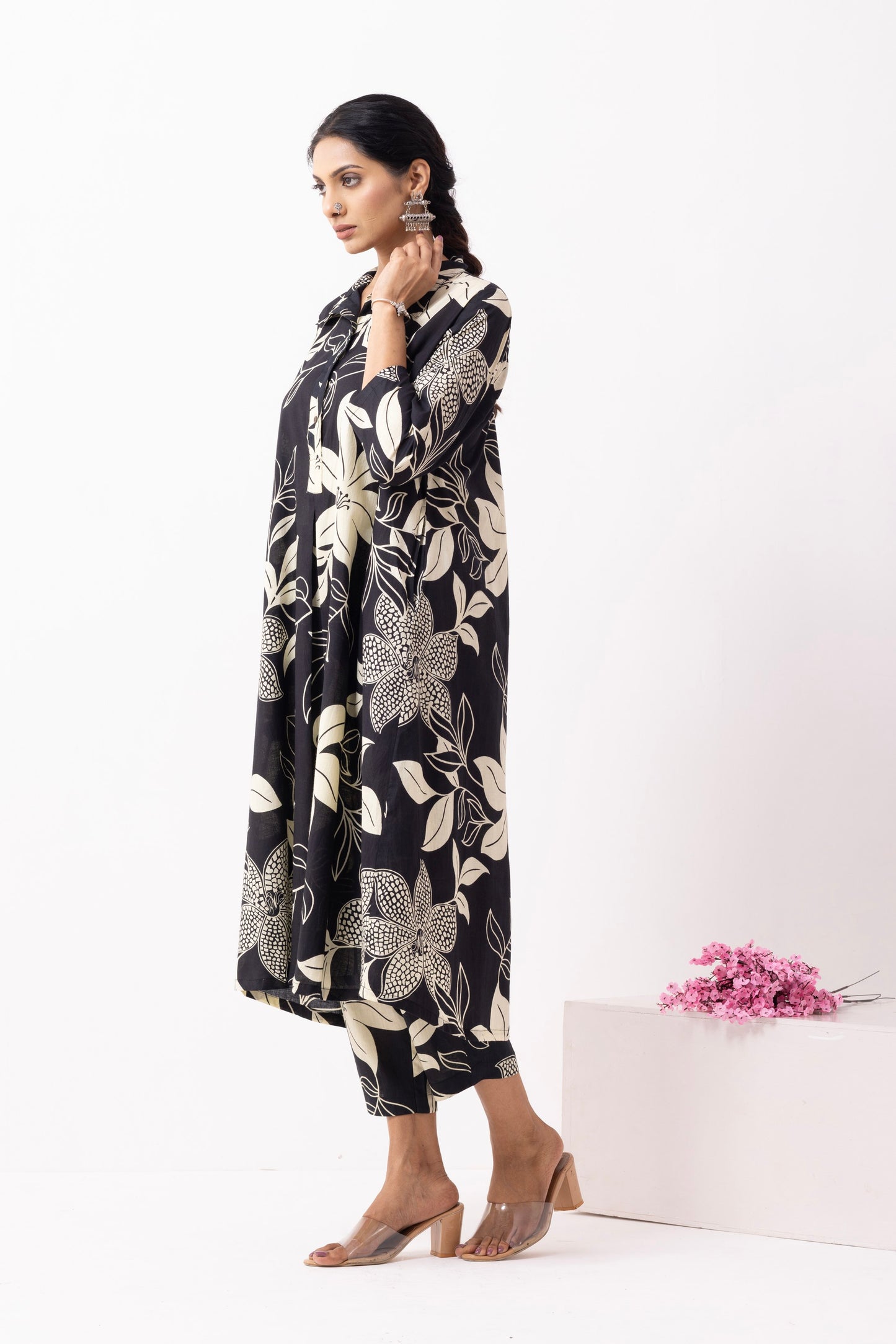 Black Block Printed Victoria Kurta Set (Set of 2)