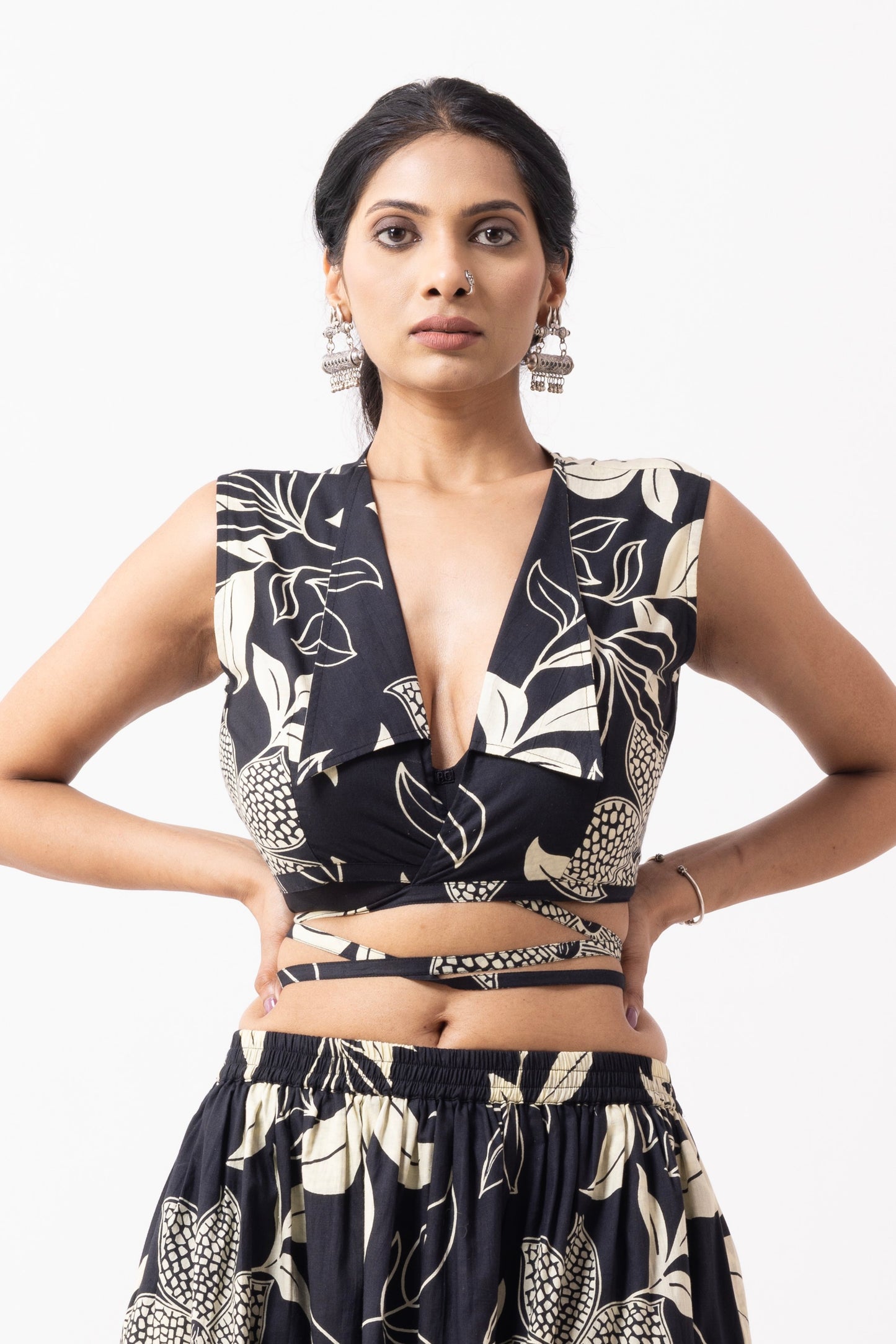 Black Block Printed Bonita Co-ord Set (Set of 2)