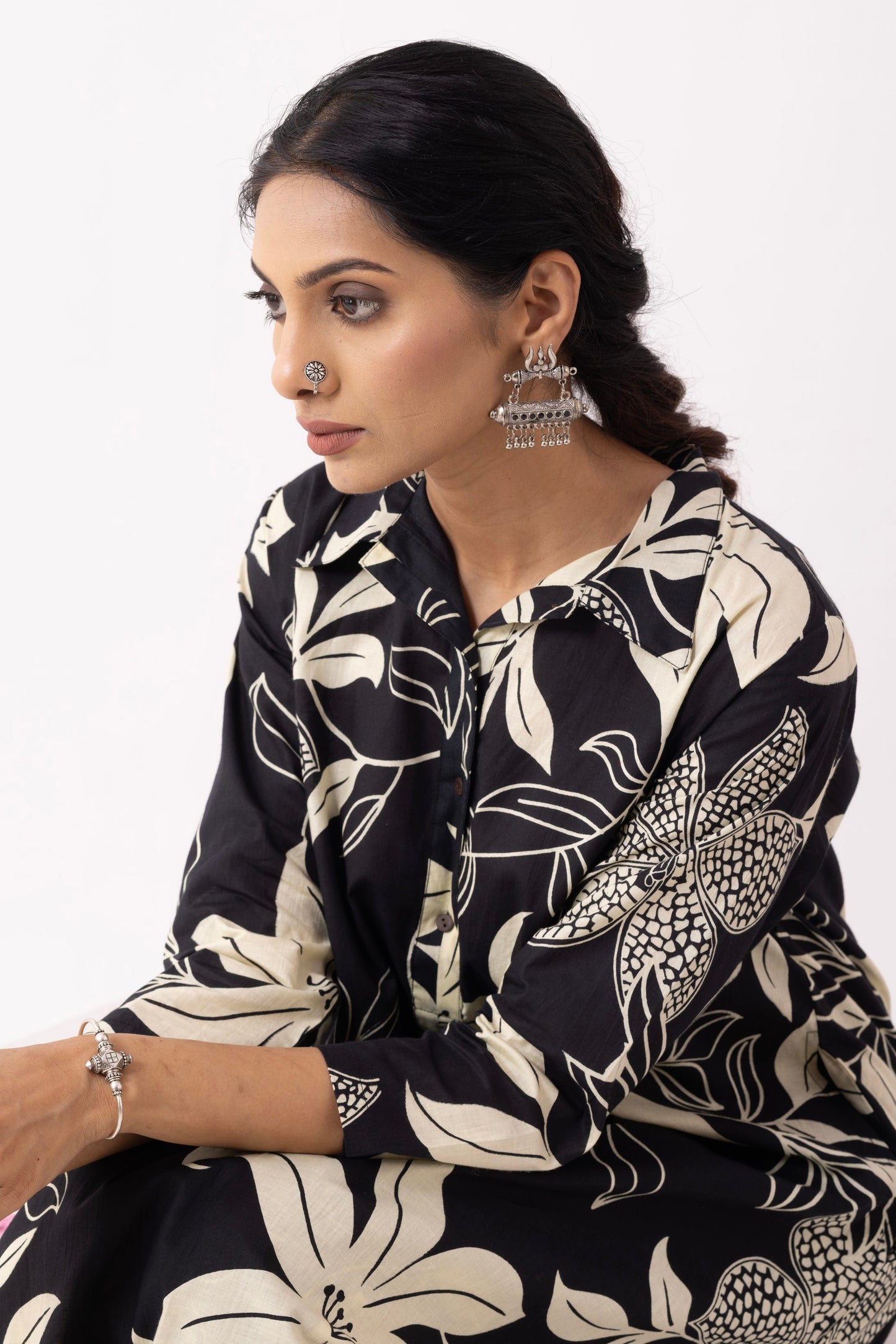 Black Block Printed Victoria Kurta Set (Set of 2)