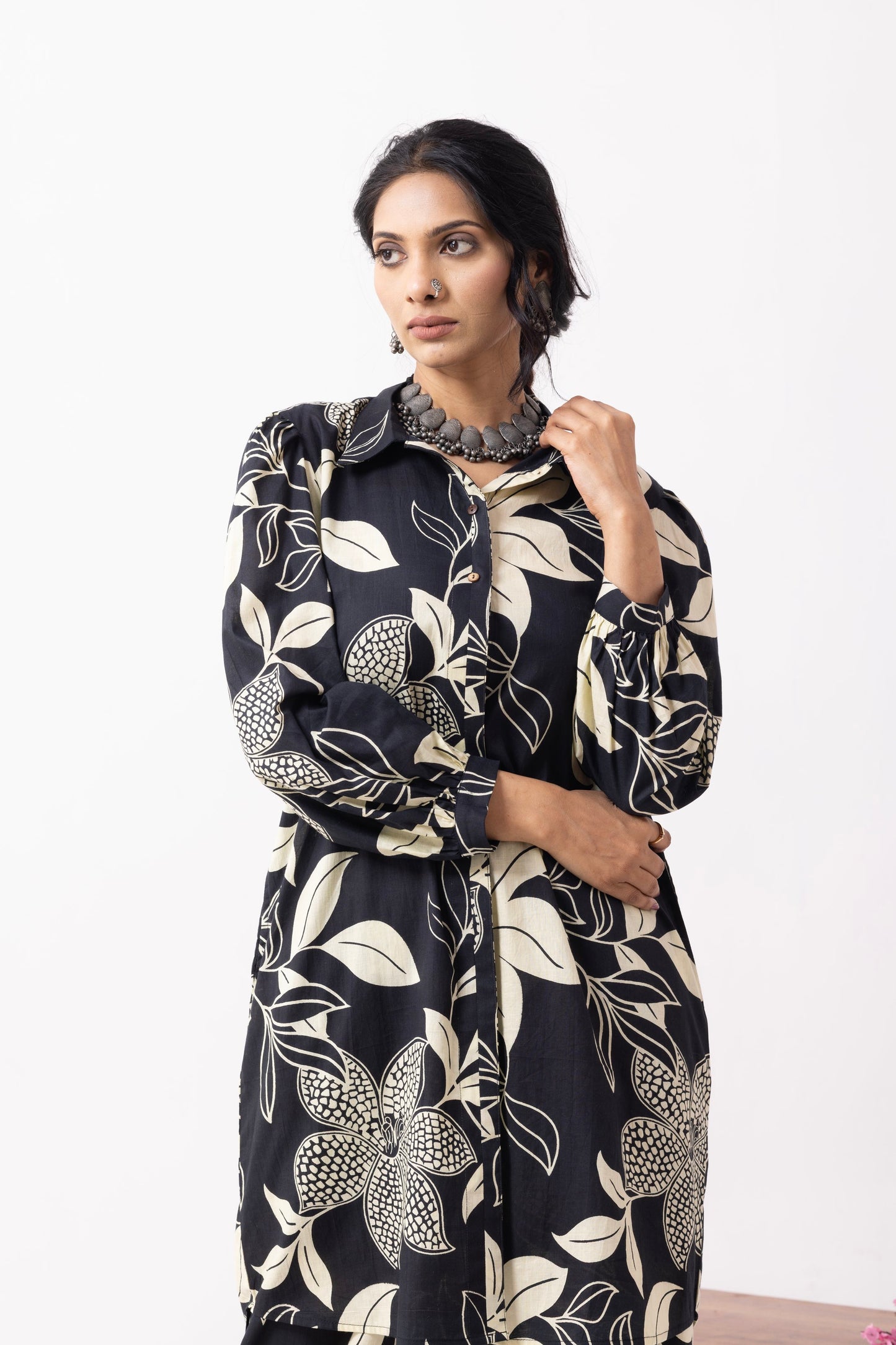 Black Block Printed Caryl Co-ord Set (Set of 2)