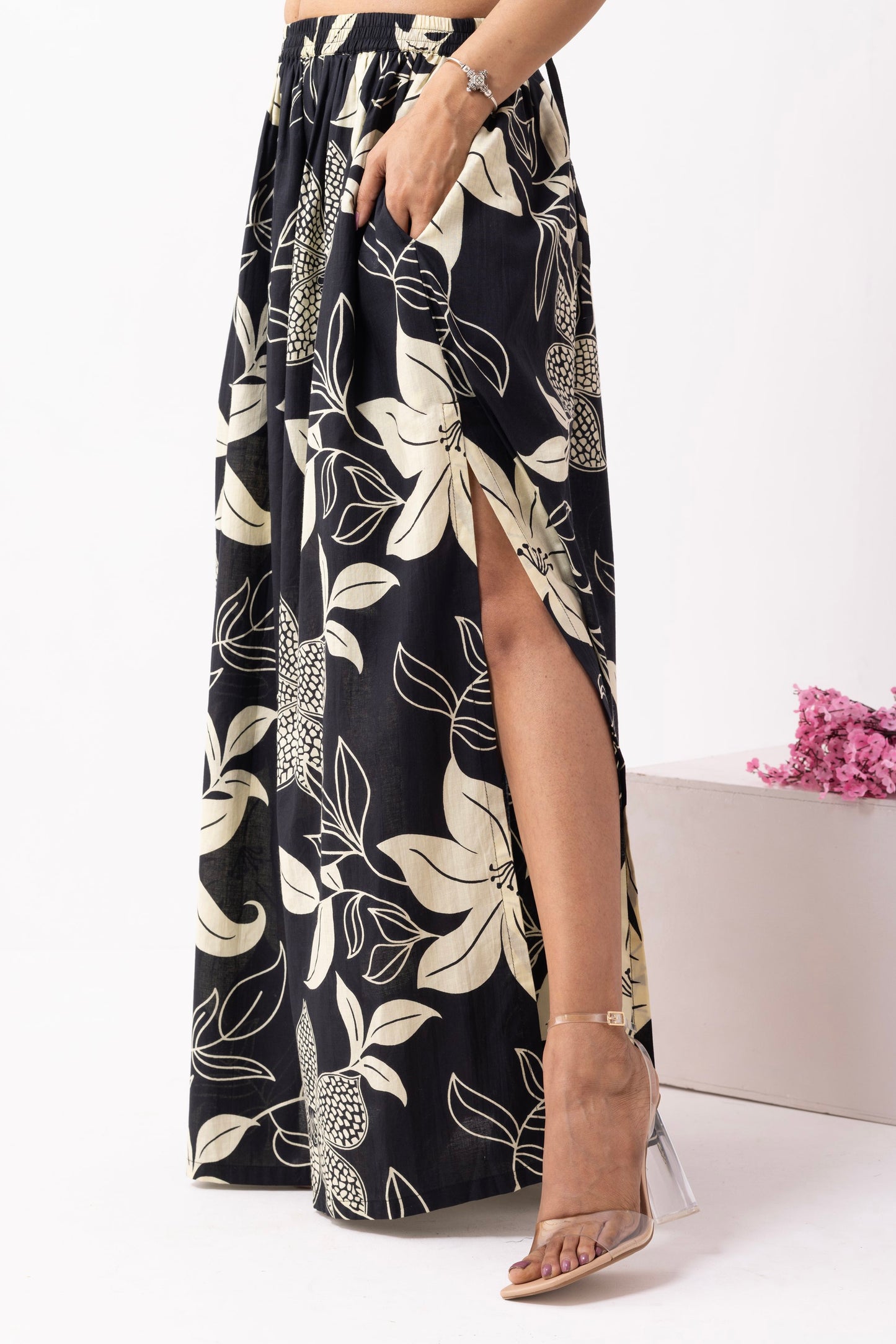 Black Block Printed Bonita Co-ord Set (Set of 2)