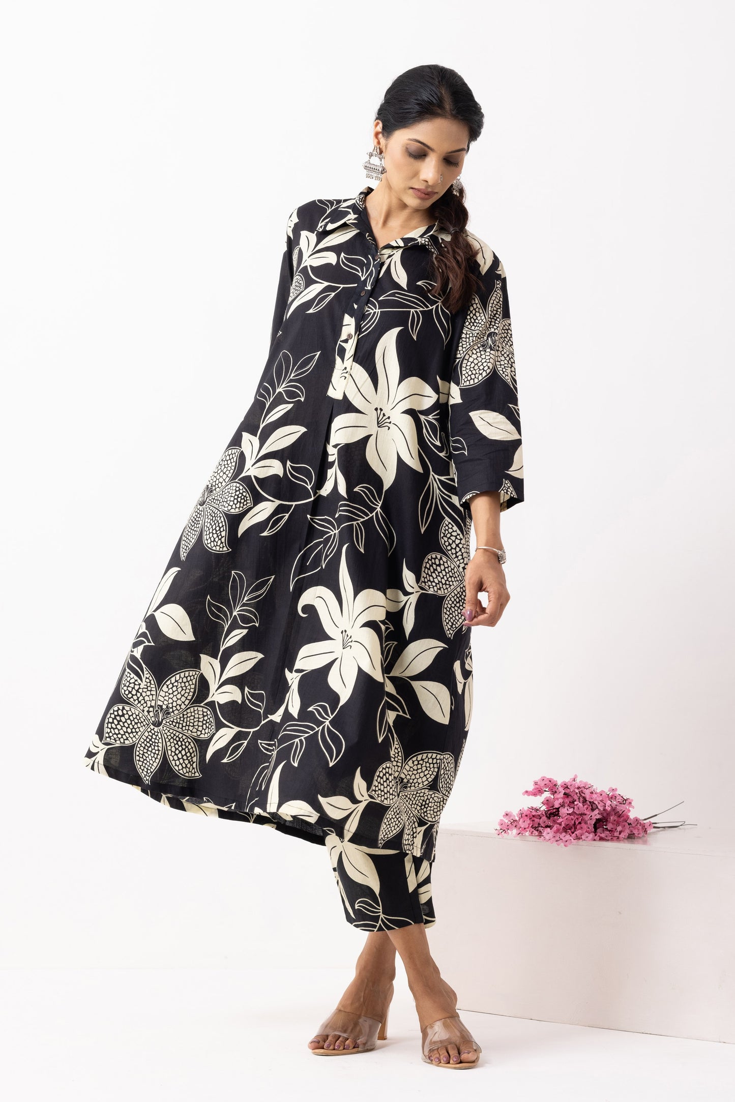 Black Block Printed Victoria Kurta Set (Set of 2)