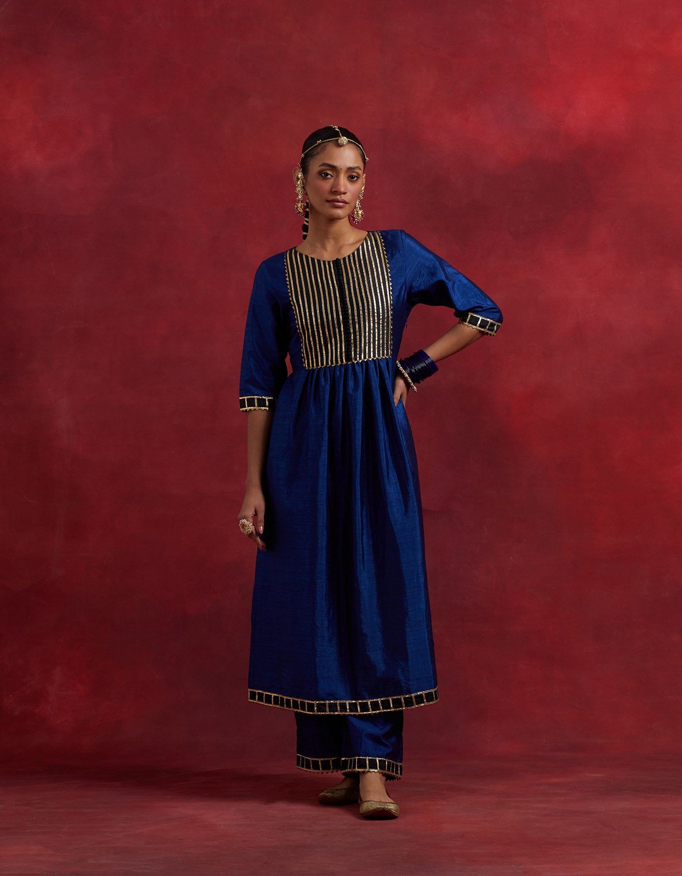 Blue Black Raw Silk Gauhar Kurta