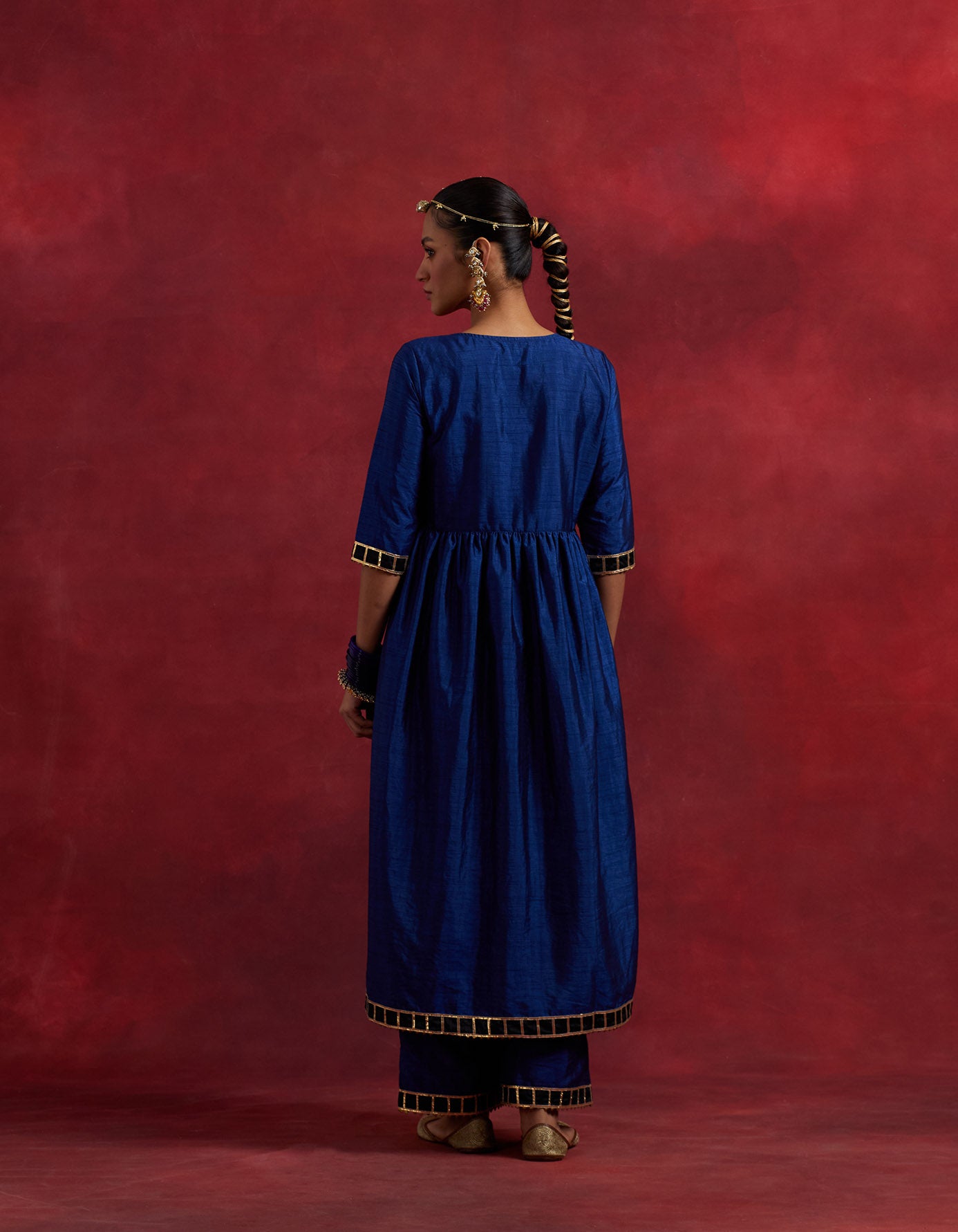 Blue Black Raw Silk Gauhar Kurta