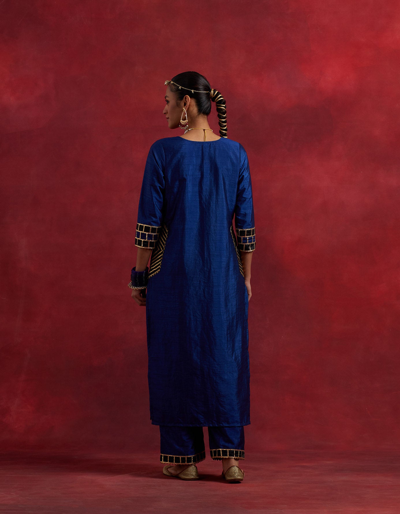 Blue Black Raw Silk Mira Kurta
