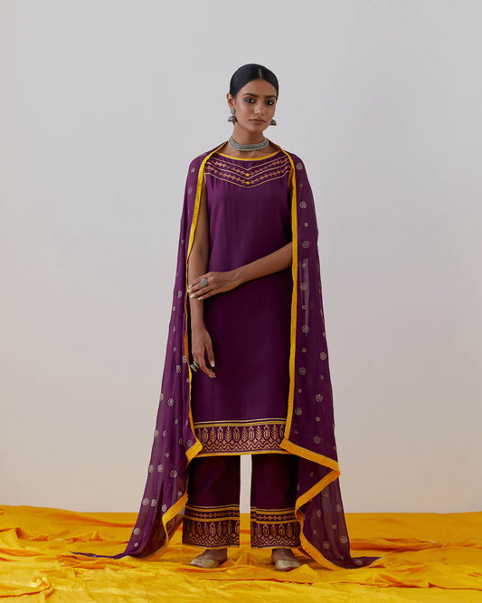 Purple Cotton Seher Kurta Set (Set Of 2)