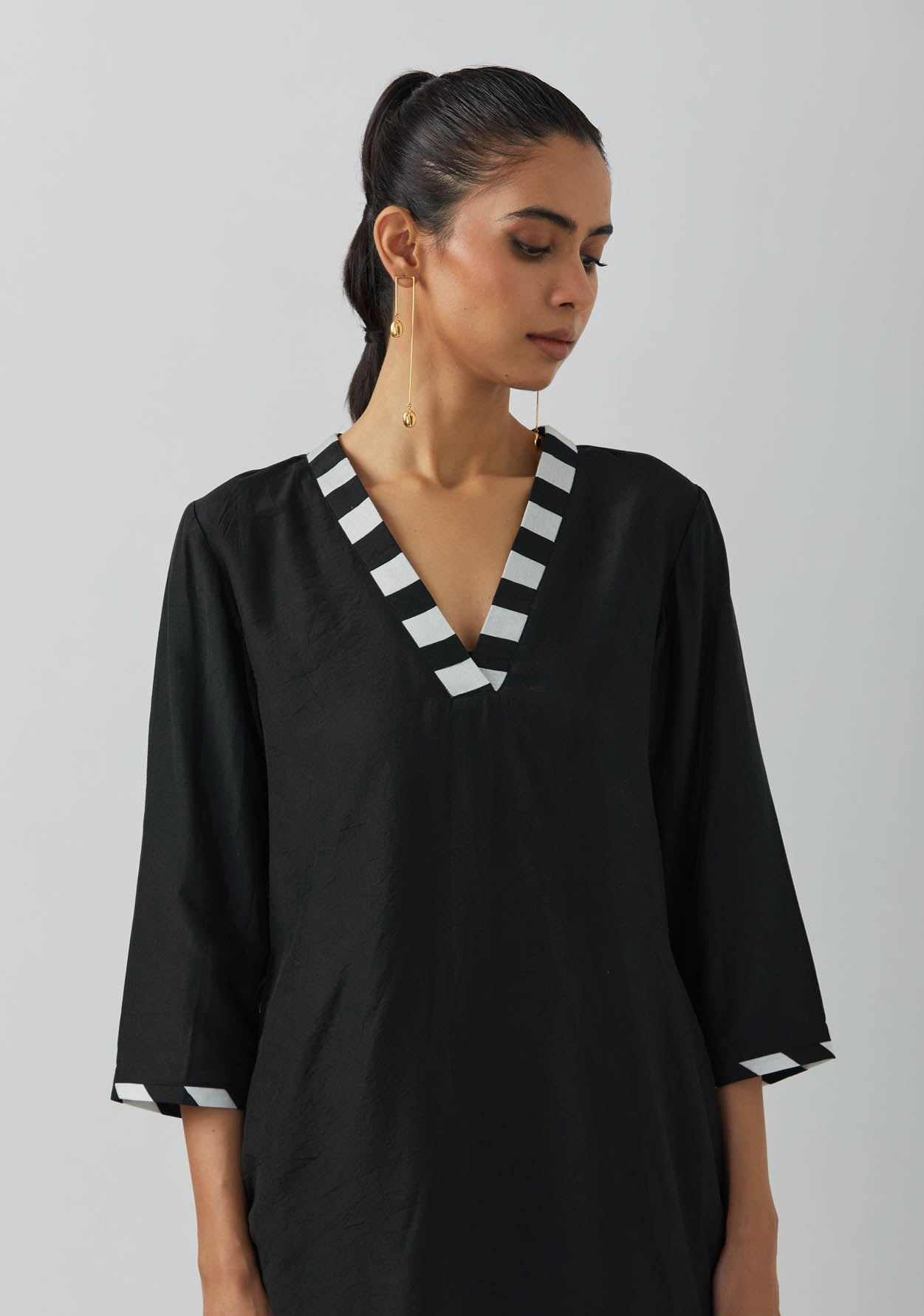 Black Chanderi Kali Short Kurta - The Indian Cause
