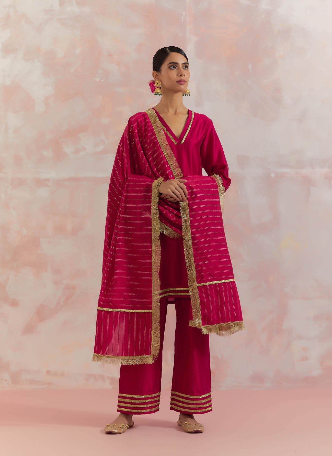 Red Kali Short Kurta With Pant (Set Of 2) - The Indian Cause