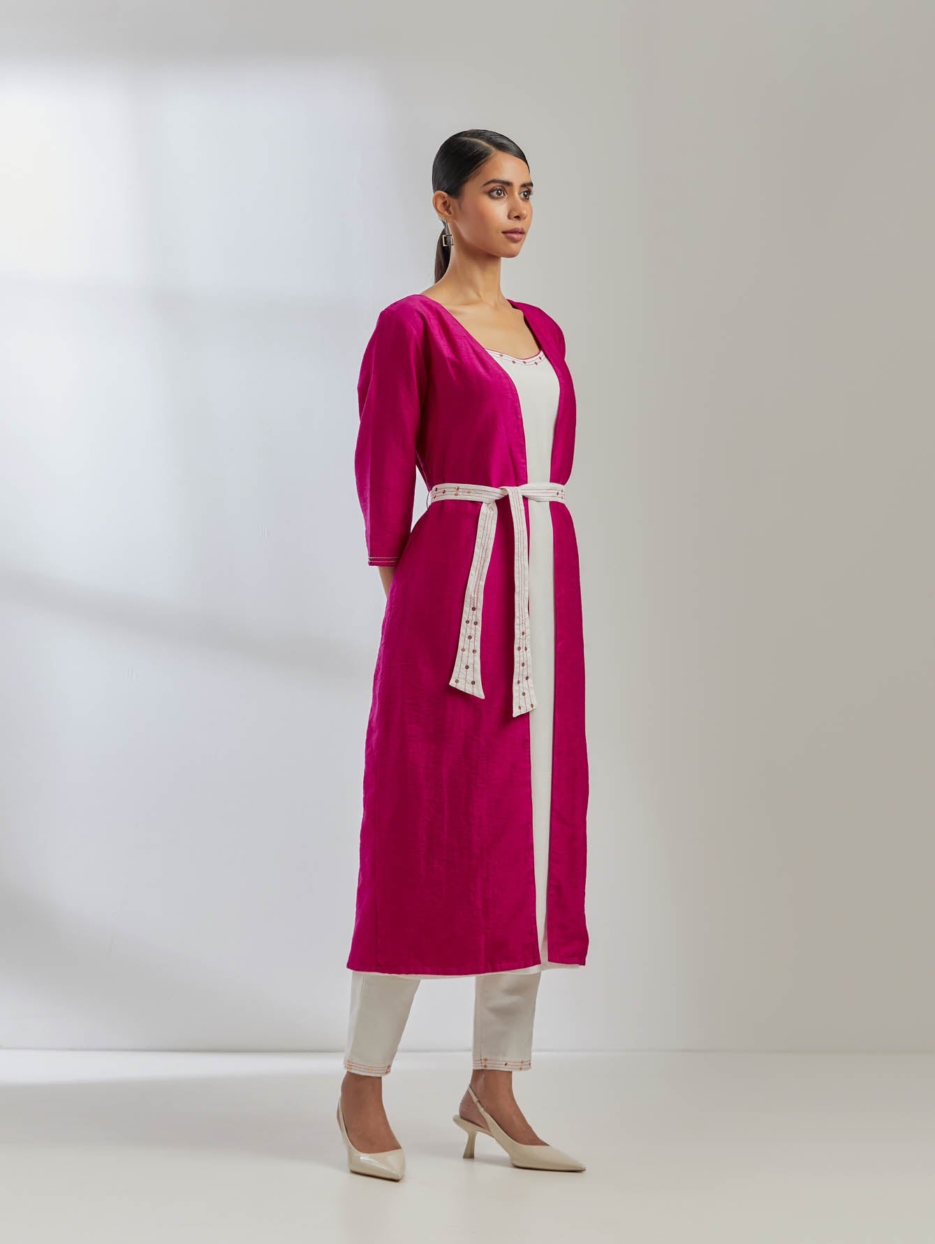 Pink Raw Silk Cape Jacket - The Indian Cause