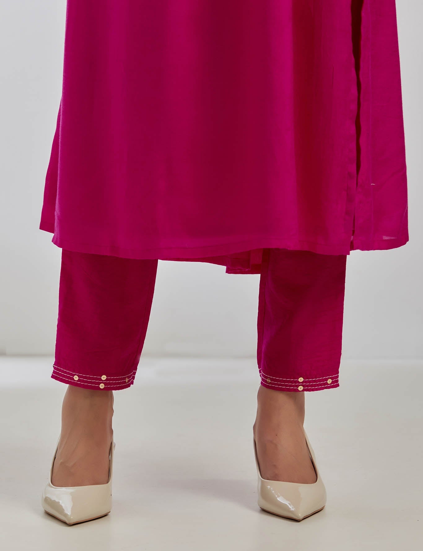 Pink Silk Sirgus Kurta With Pink Pant (Set Of 2) - The Indian Cause