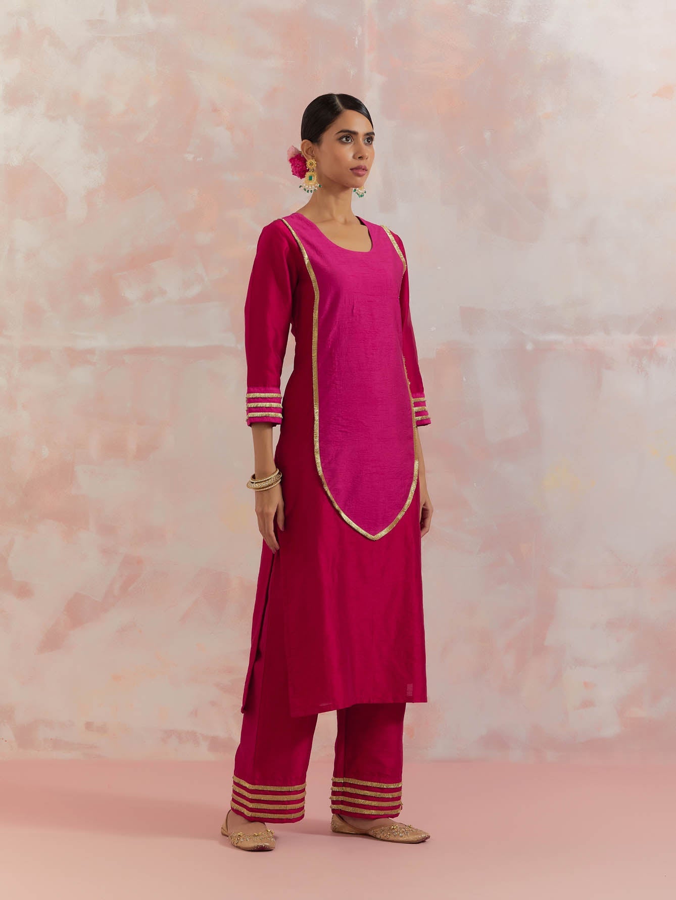 Red/Pink Rooh-E-Dari Kurta - The Indian Cause