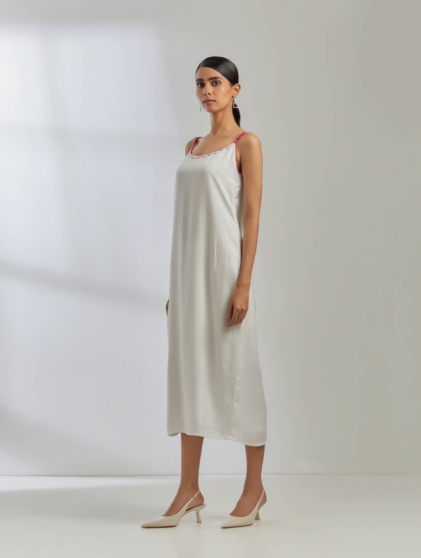 White Silk Strappy Dress - The Indian Cause