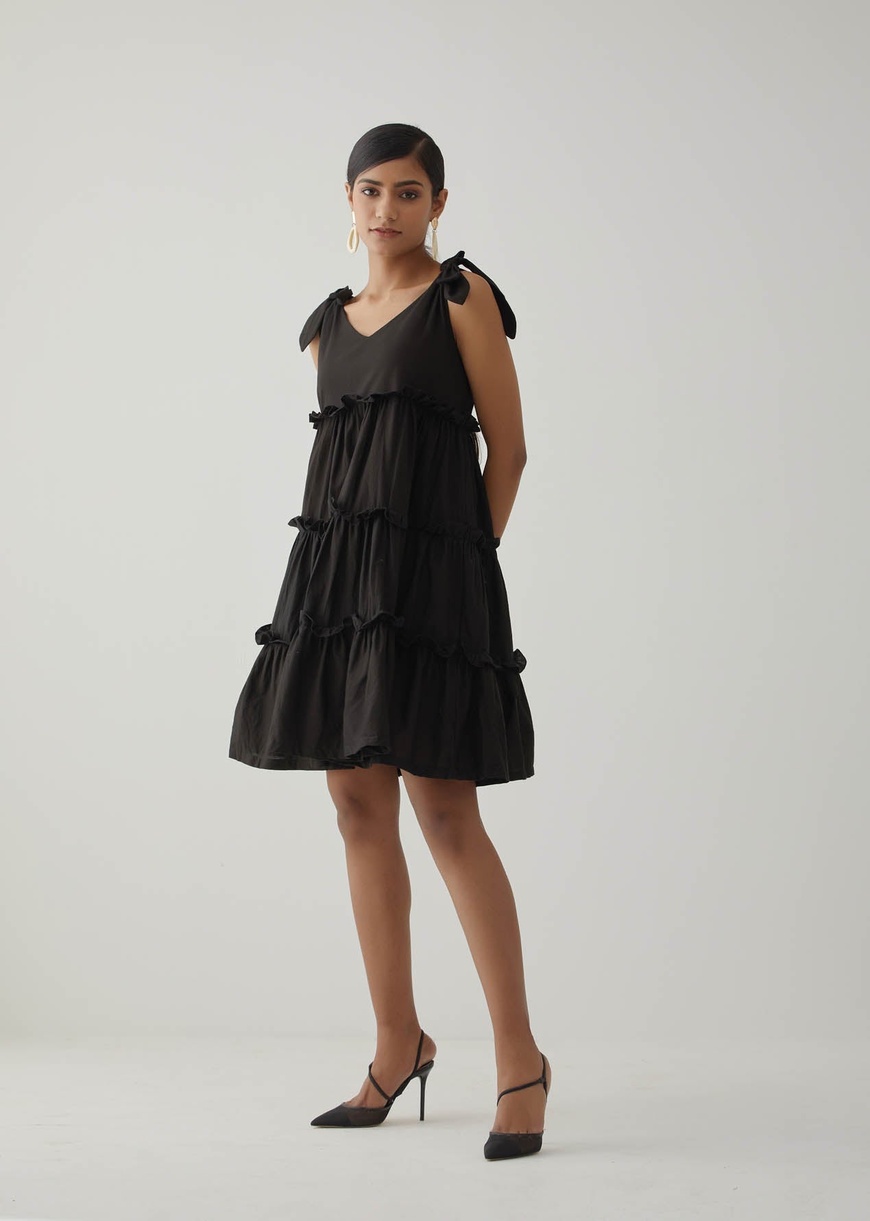 Black Tiered Short Dress - The Indian Cause