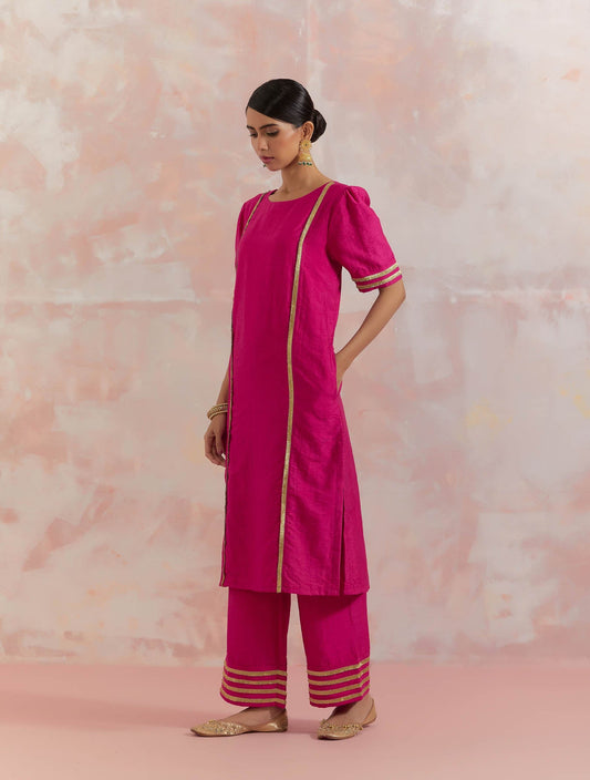 Pink Rukbat Kurta With Pant (Set Of 2) - The Indian Cause