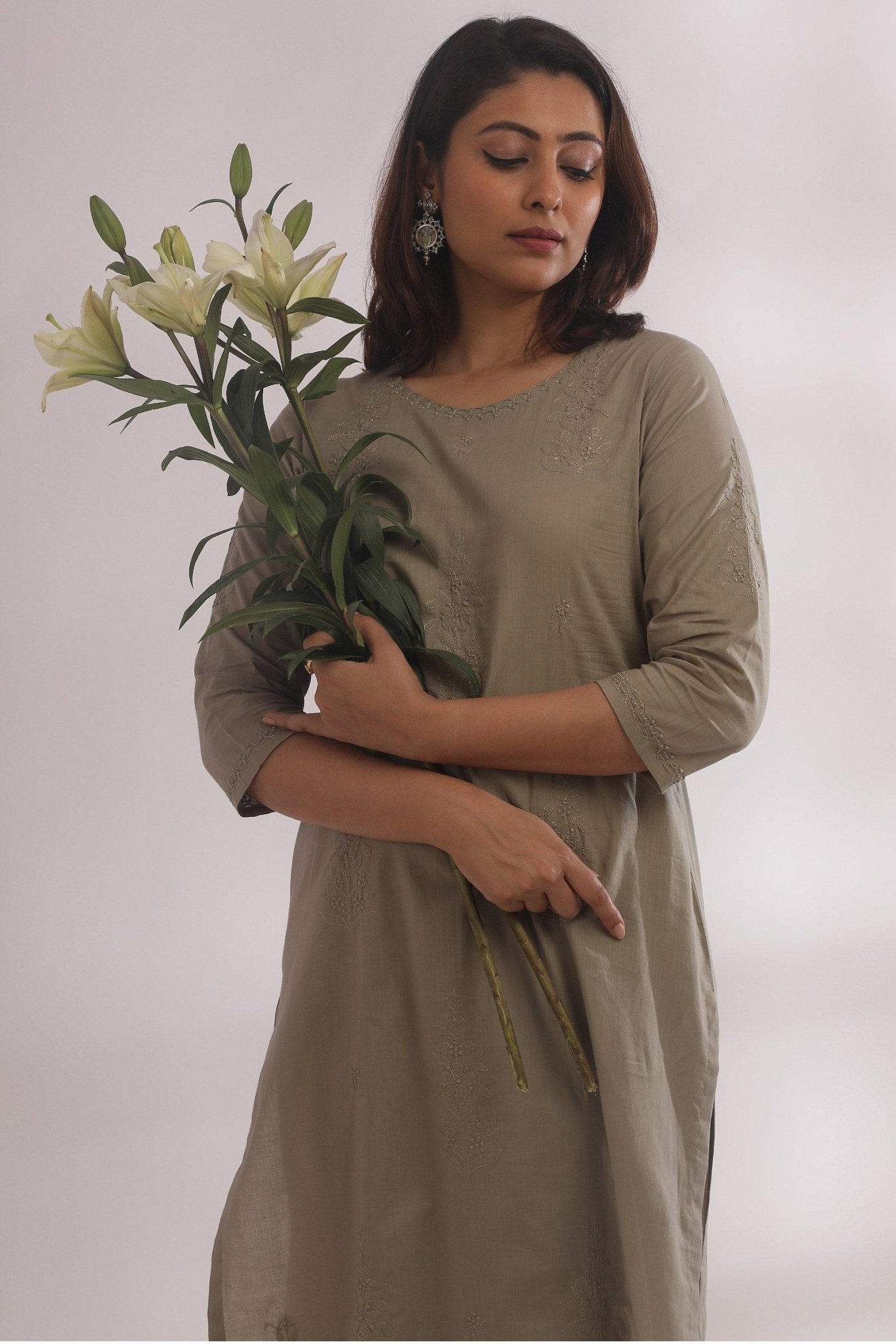 Gul Sage Green Chikankari Kurta - The Indian Cause