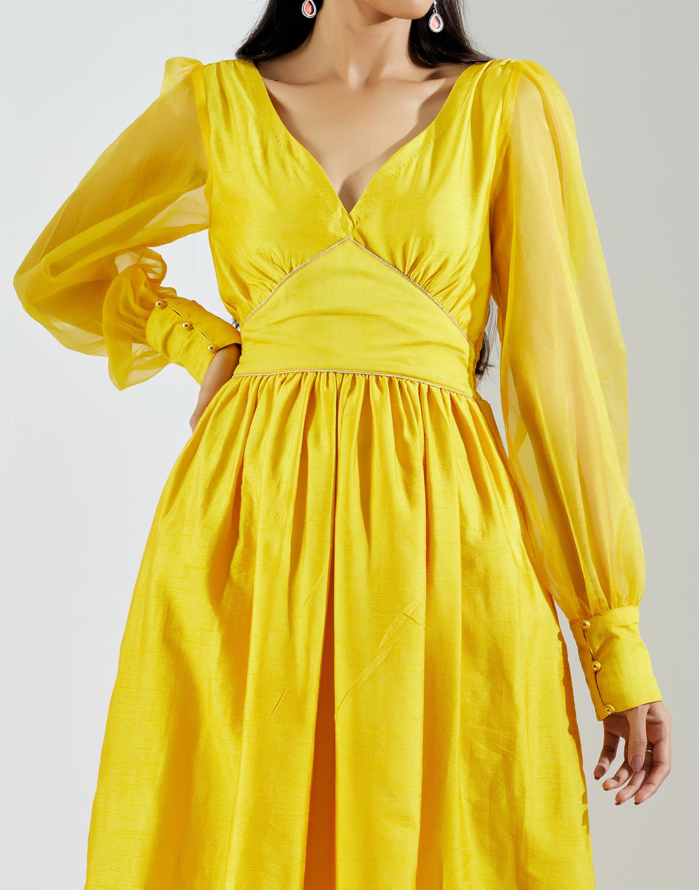 Yellow Electra Kurta Dress with Pant (Set of 2) - The Indian Cause