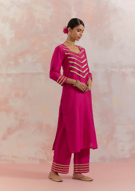 Pink Rooh Kurta With Pant (Set Of 2) - The Indian Cause