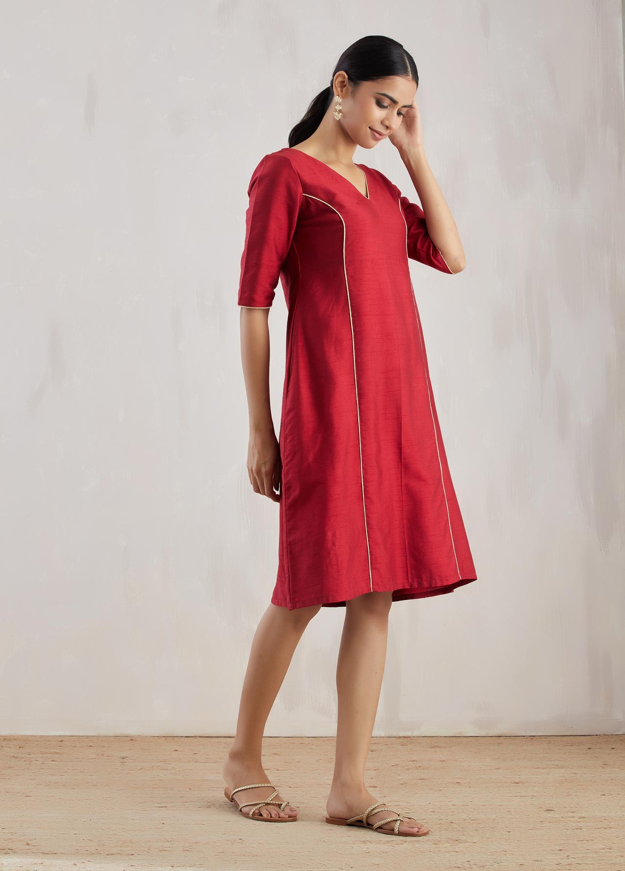 Red Markab Kurta with Pant (Set of 2) - The Indian Cause