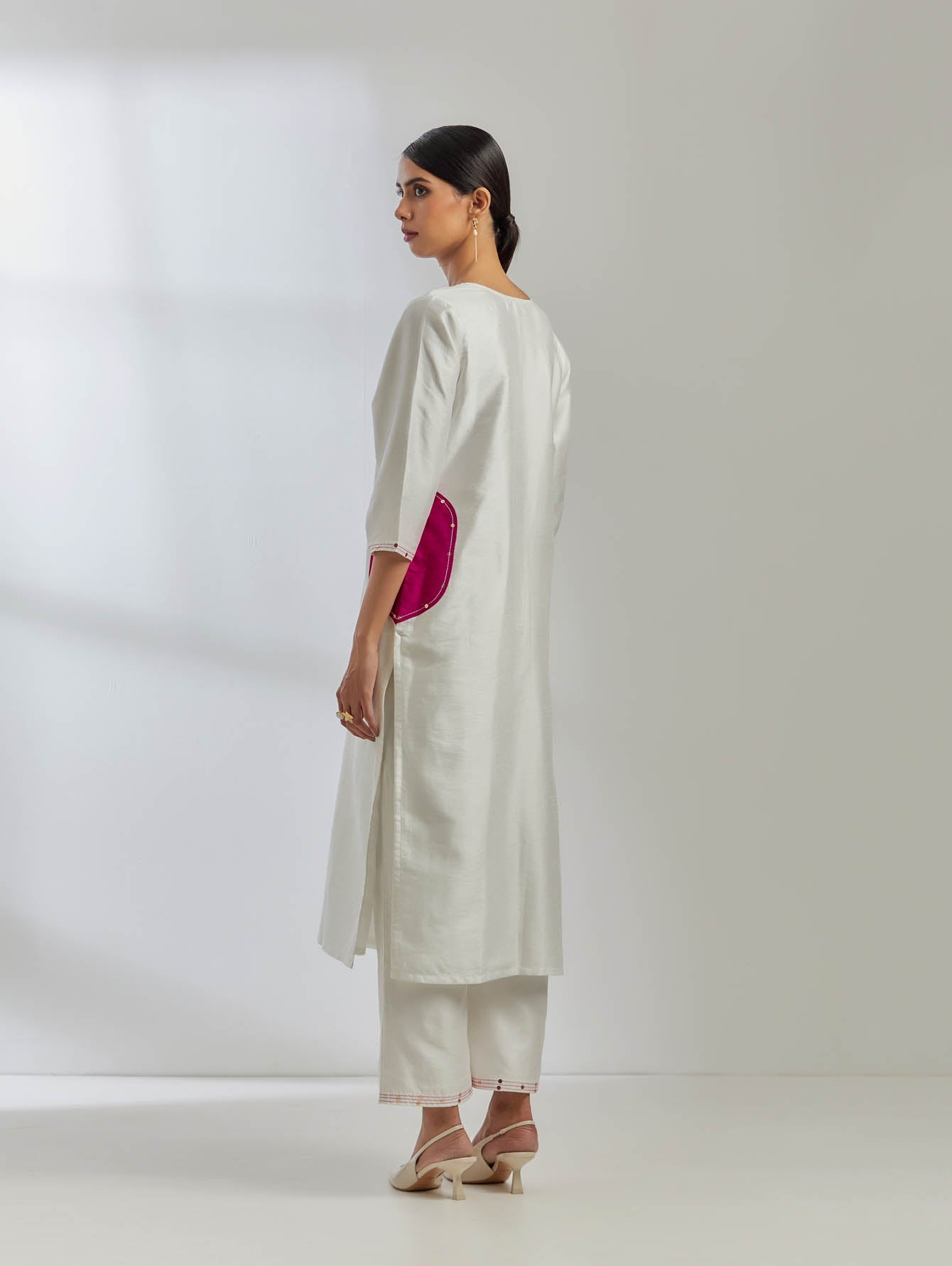 White Raw Silk Mira Kurta - The Indian Cause