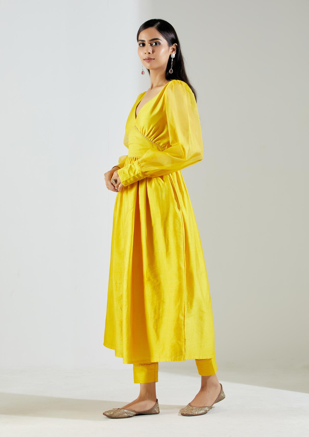Yellow Electra Kurta Dress with Pant (Set of 2) - The Indian Cause