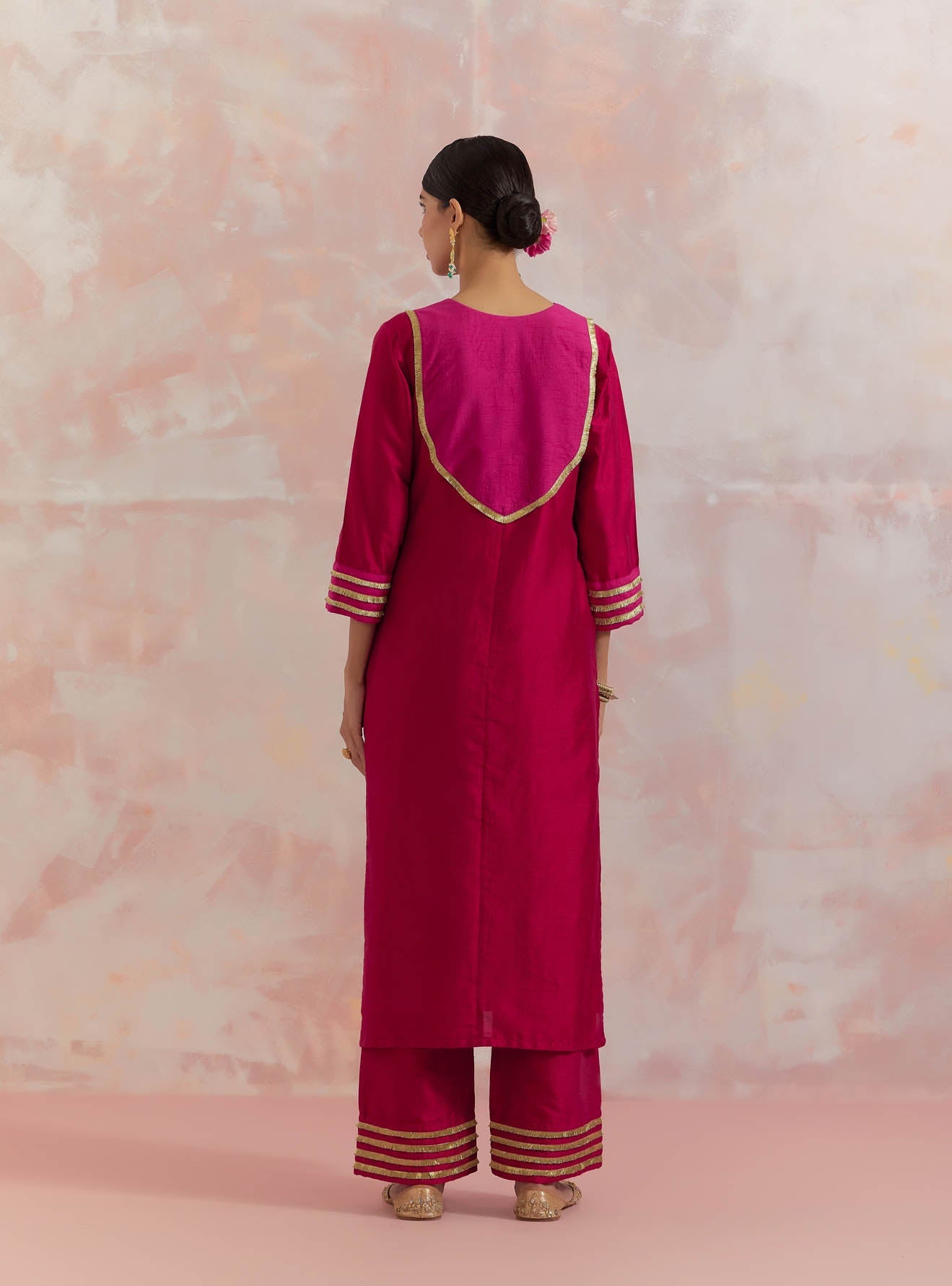Red/Pink Rooh-E-Dari Kurta - The Indian Cause