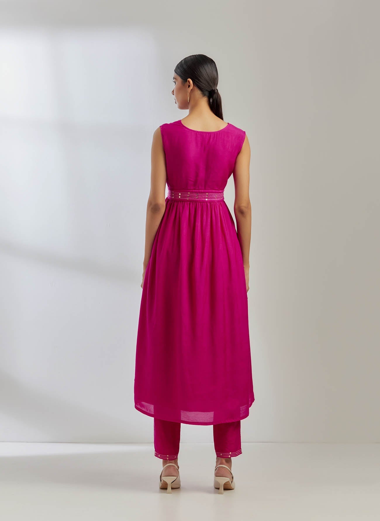Pink Silk Sirgus Kurta With Pink Pant (Set Of 2) - The Indian Cause