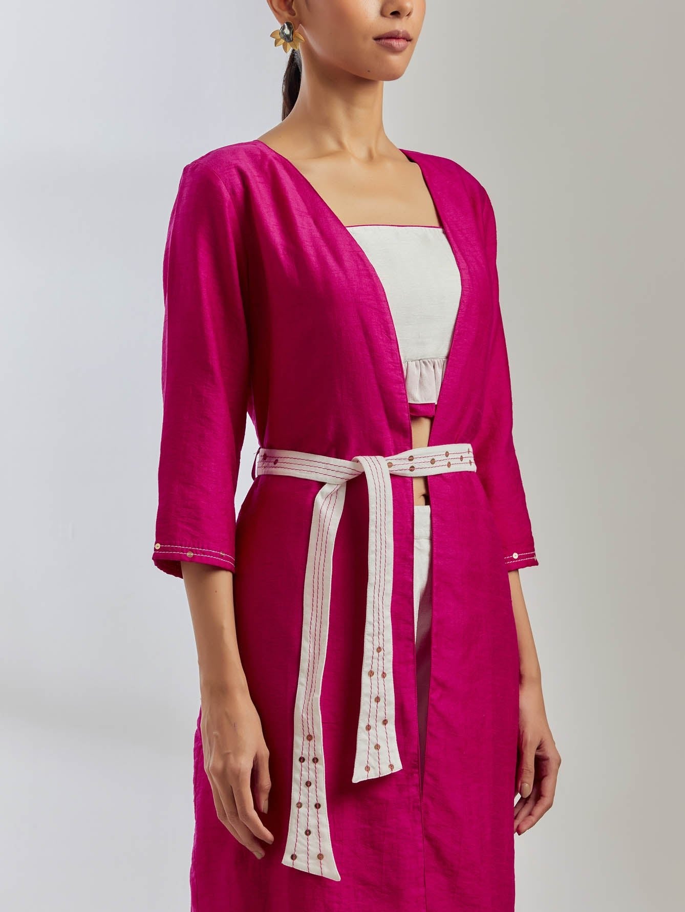 Pink Raw Silk Cape Jacket - The Indian Cause