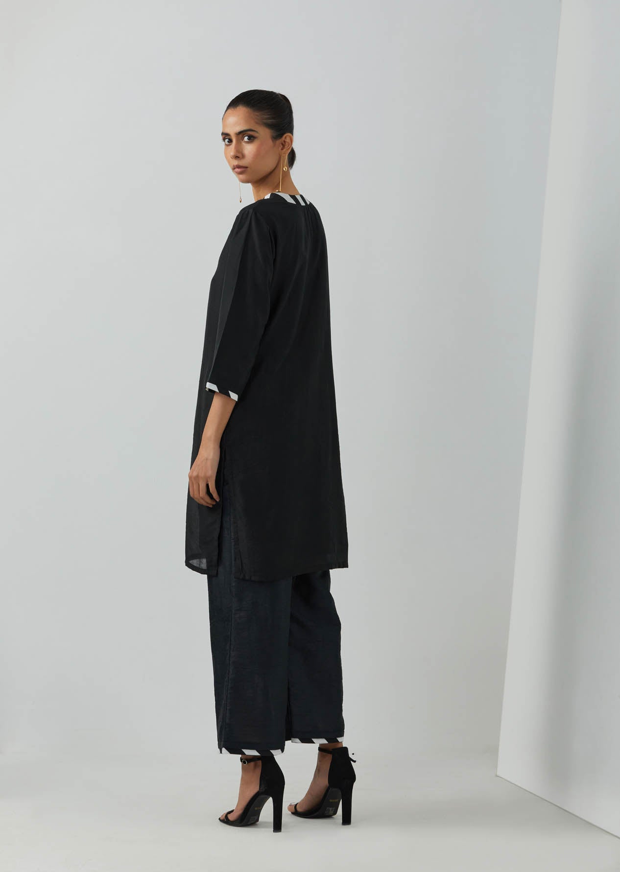 Black Chanderi Kali Short Kurta - The Indian Cause