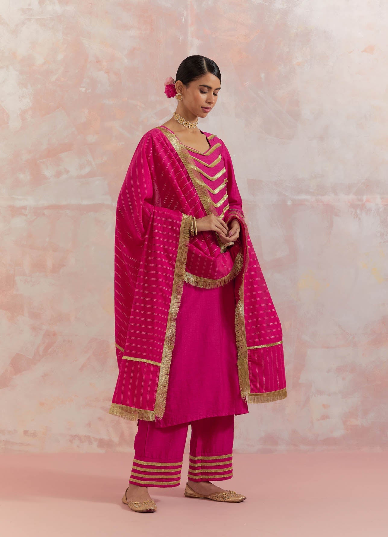 Pink Rooh Kurta With Pant (Set Of 2) - The Indian Cause