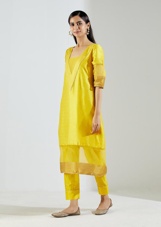 Yellow Vega kurta with Pant (Set of 2) - The Indian Cause